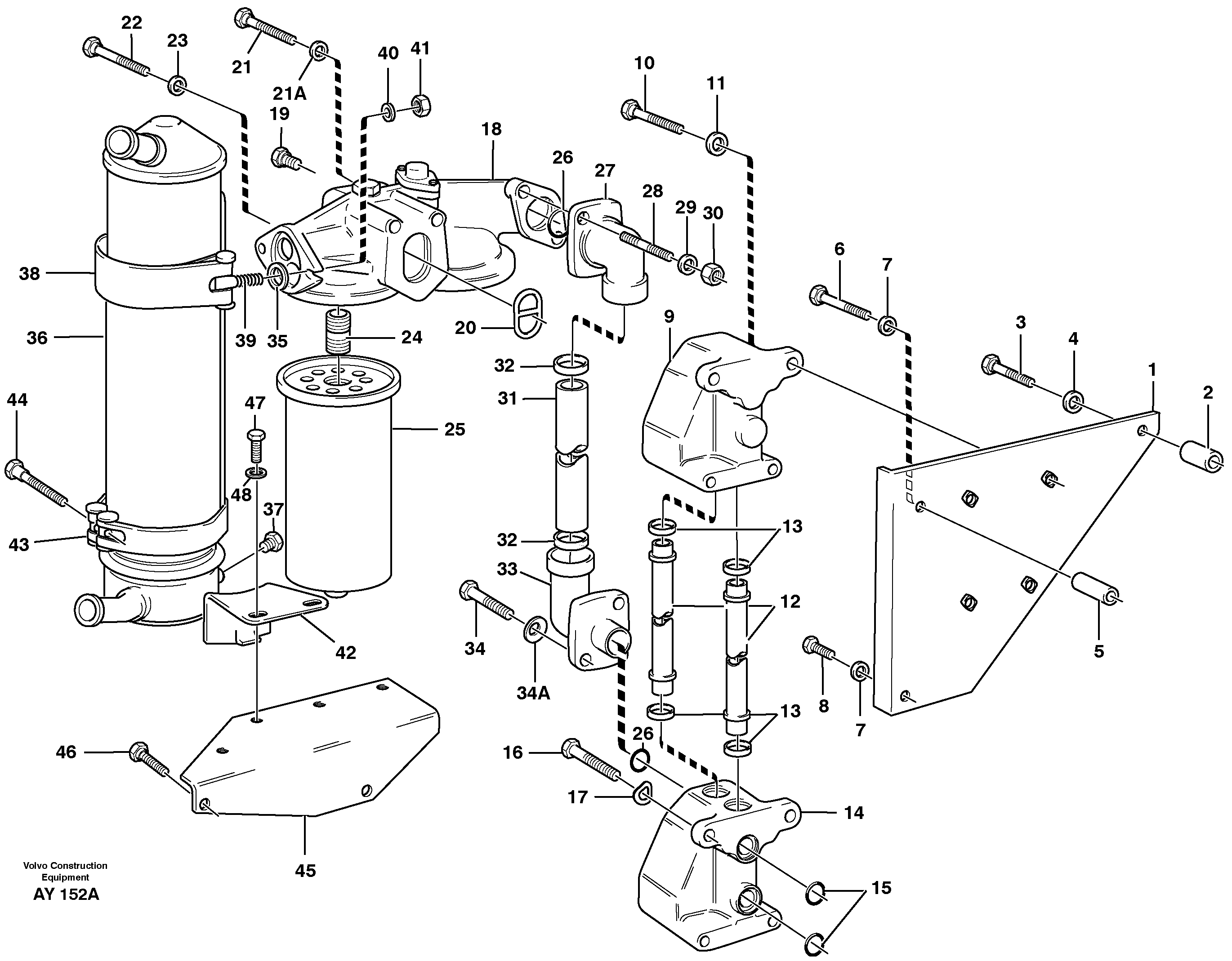 Схема запчастей Volvo L220D - 84133 Oil-cooler, oilfilter with mountings L220D SER NO 1001-