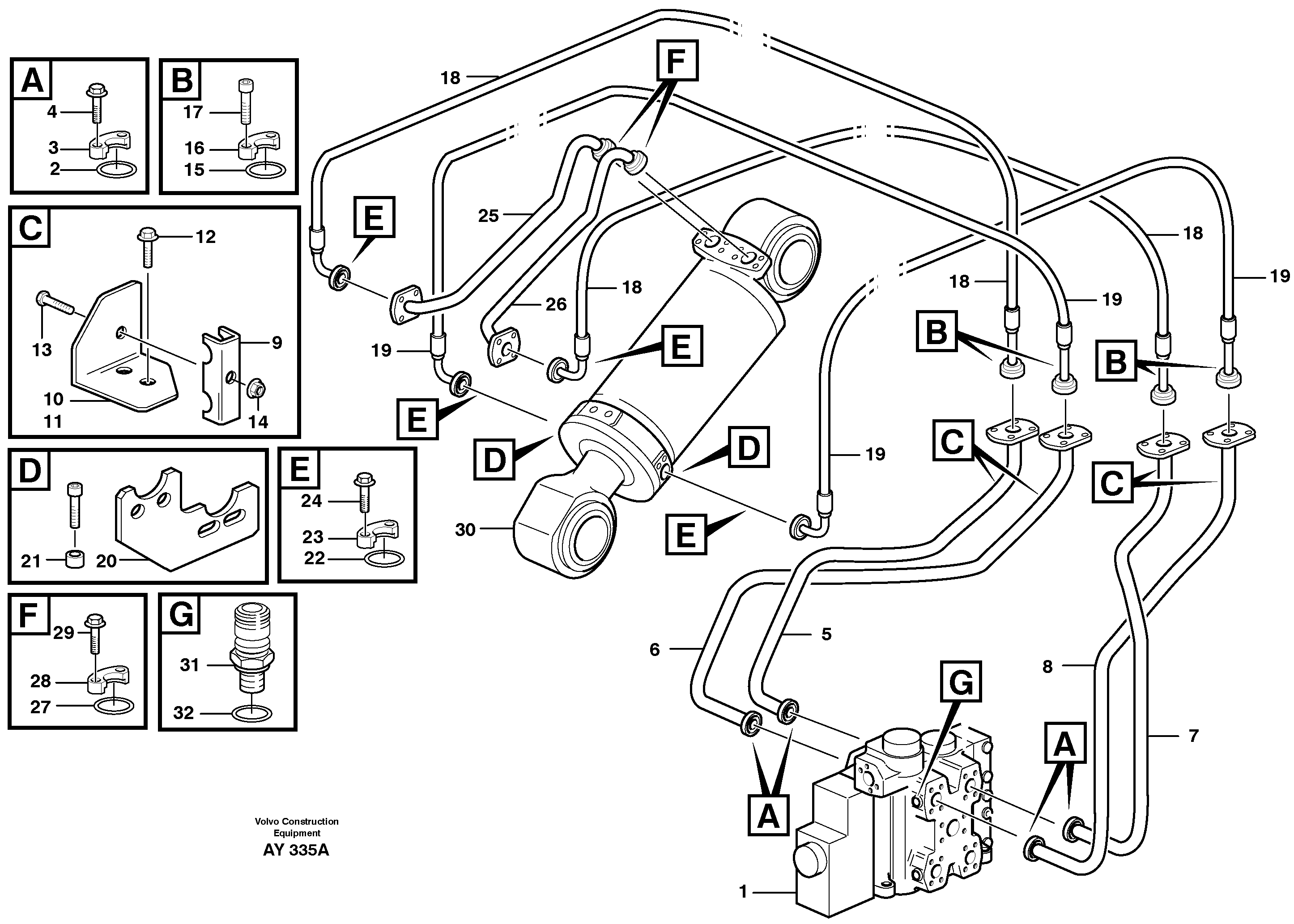 Схема запчастей Volvo L220D - 99593 Hydraulic system, tilt function L220D SER NO 1001-