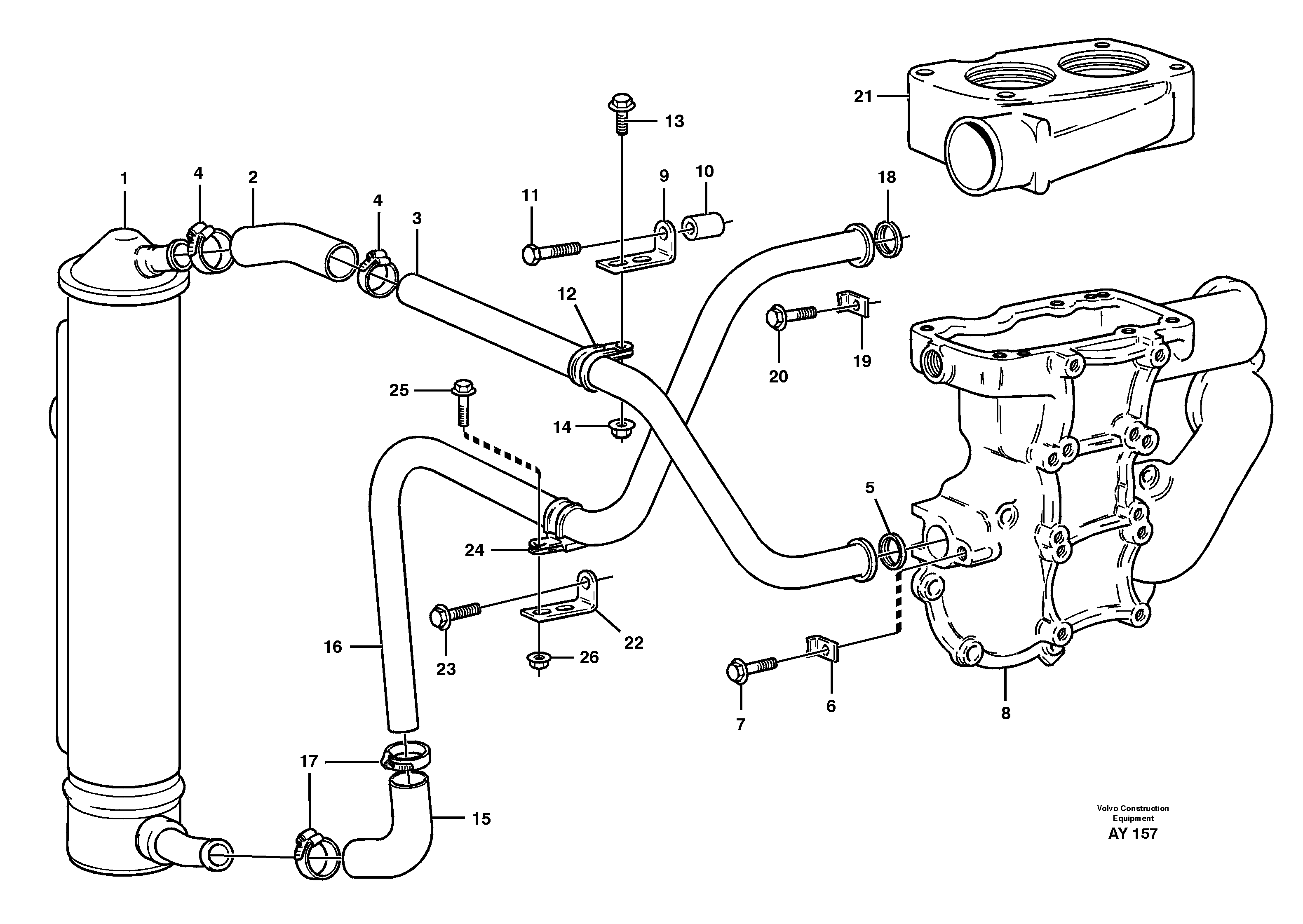 Схема запчастей Volvo L220D - 39482 Oil cooler with hoses L220D SER NO 1001-