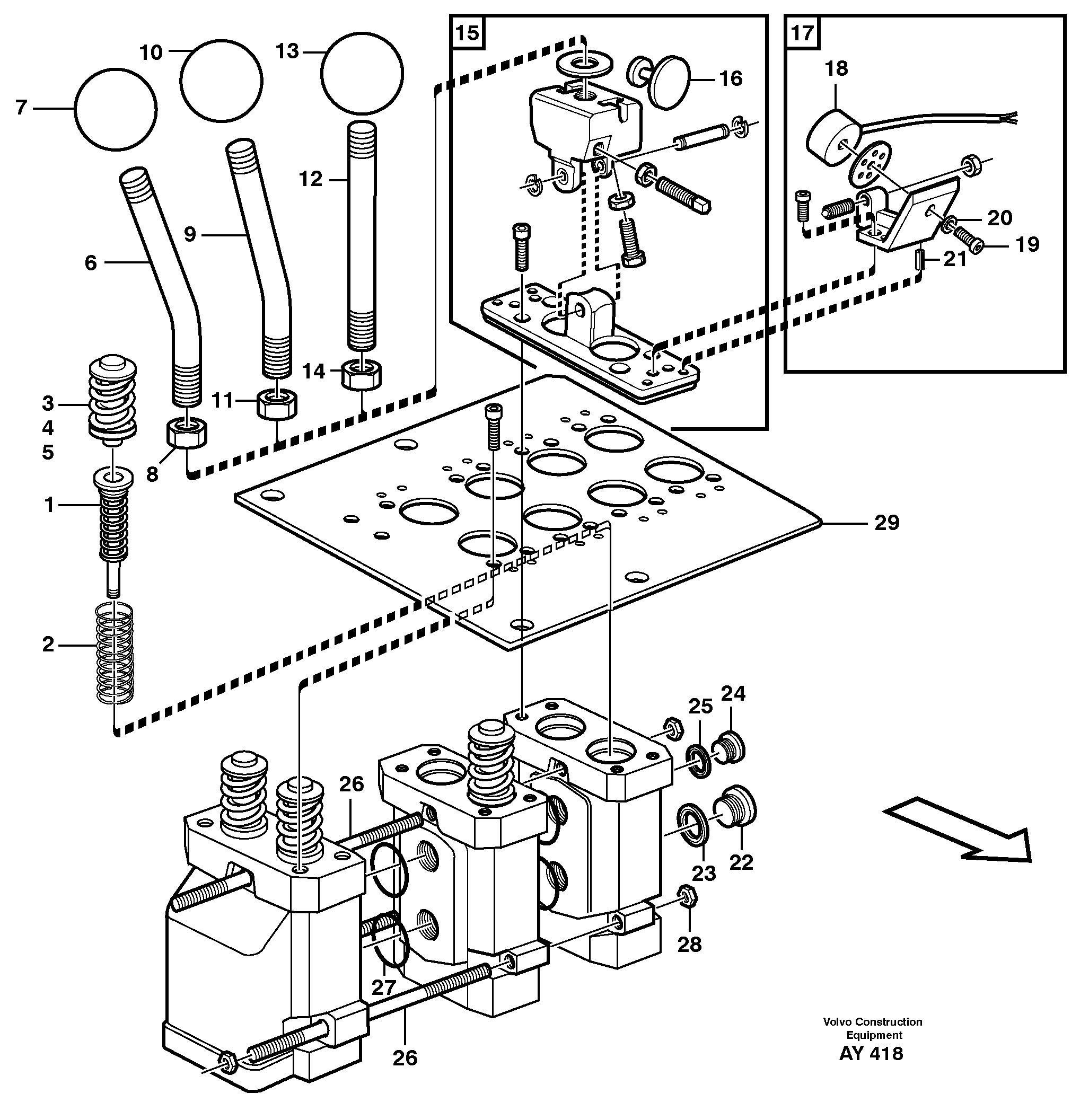 Схема запчастей Volvo L220D - 103064 Servo valve L220D SER NO 1001-