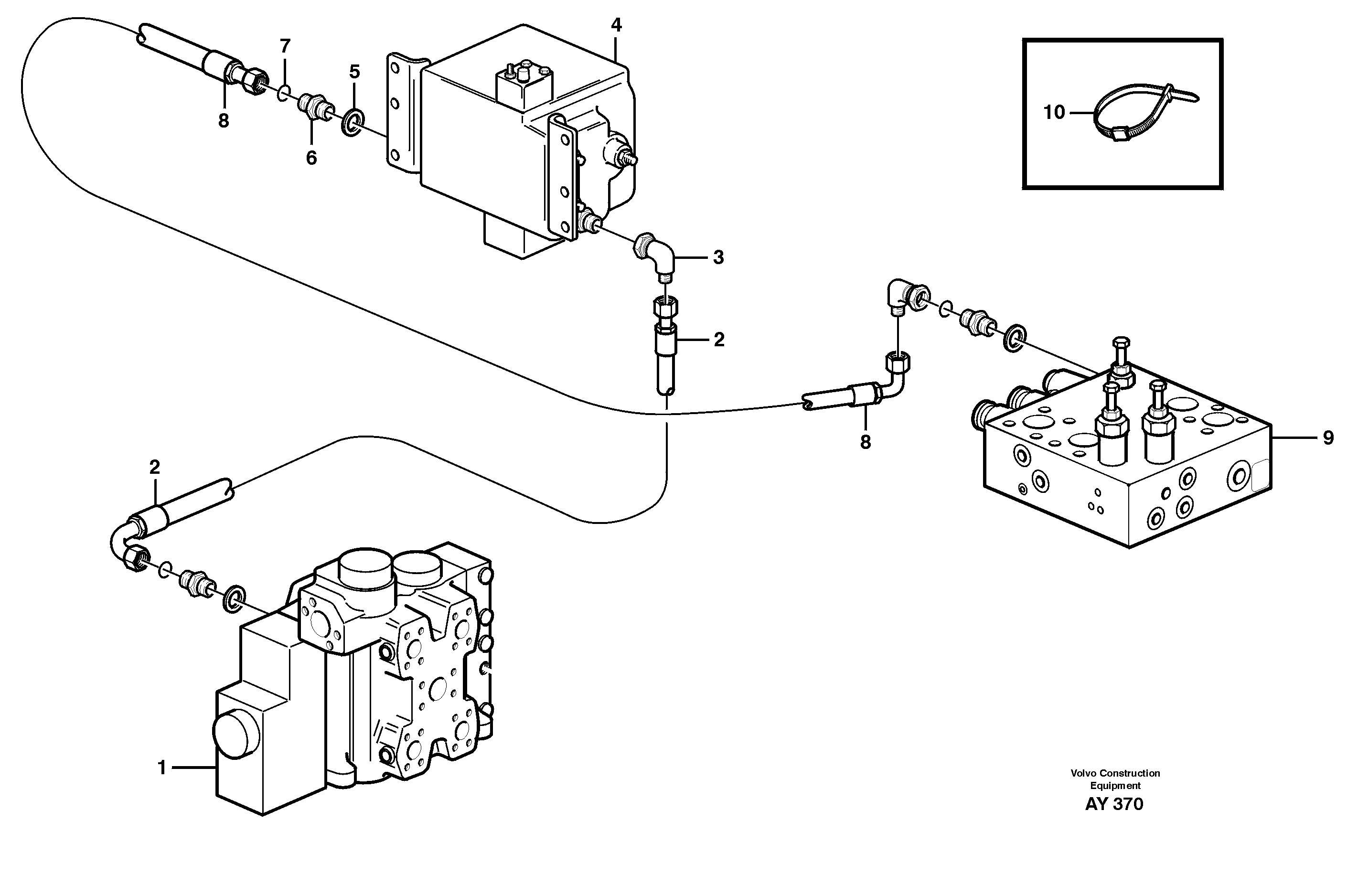 Схема запчастей Volvo L220D - 33444 Load sensing line, 3rd and 4th function L220D SER NO 1001-