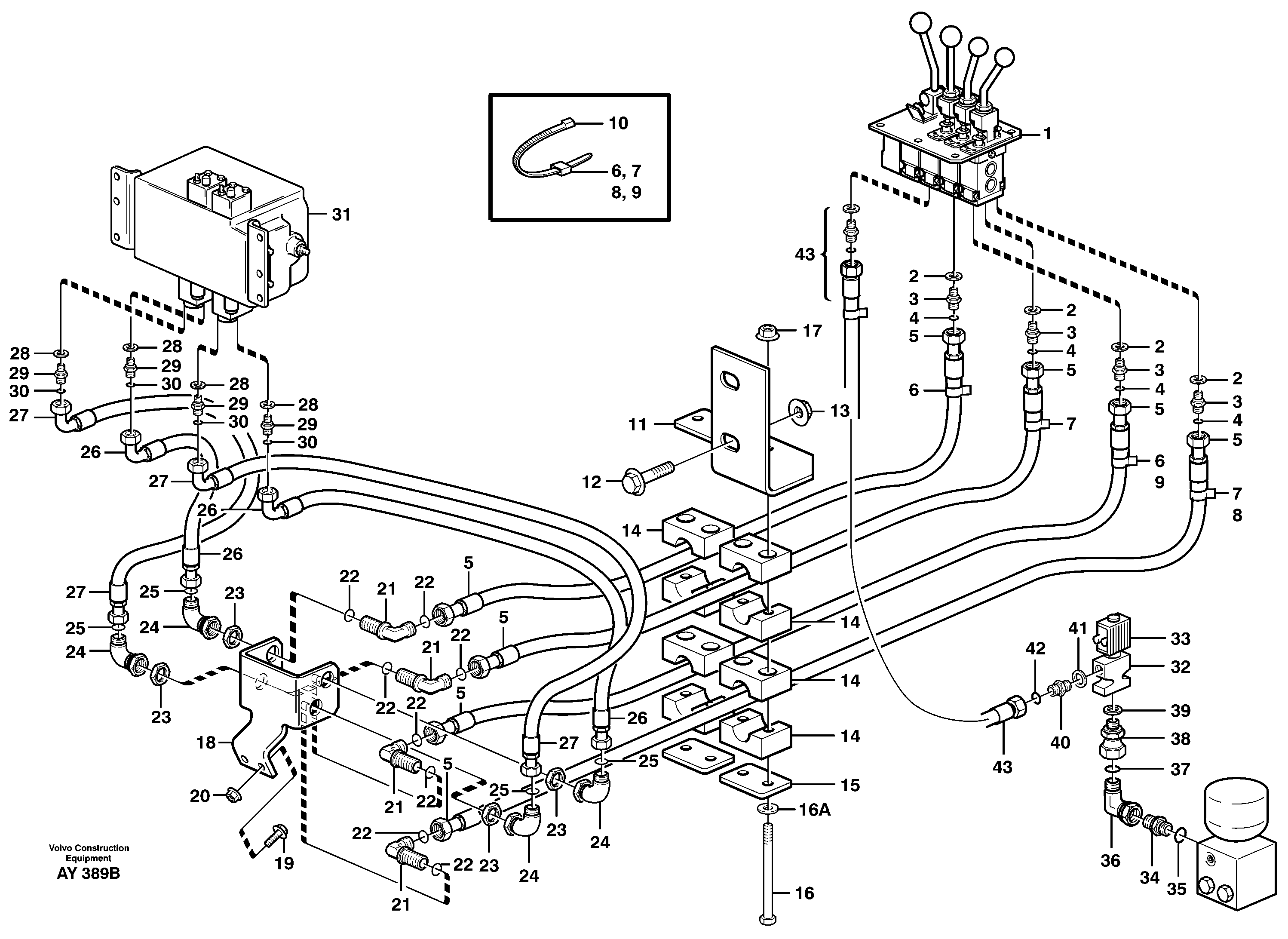 Схема запчастей Volvo L220D - 92899 Servo - hydraulic. 3rd and 4th function L220D SER NO 1001-