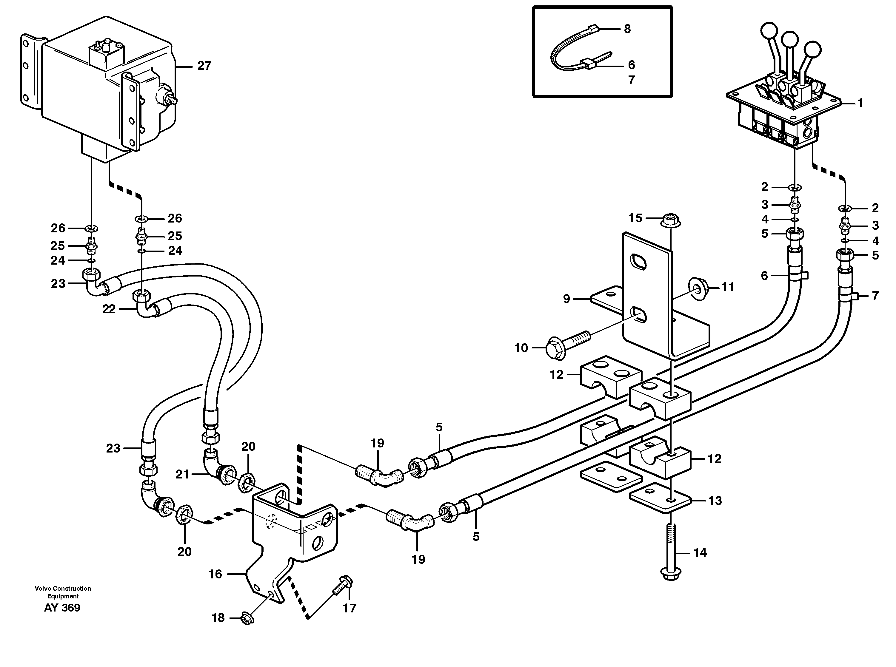 Схема запчастей Volvo L220D - 96256 Servo - hydraulic 3rd function L220D SER NO 1001-