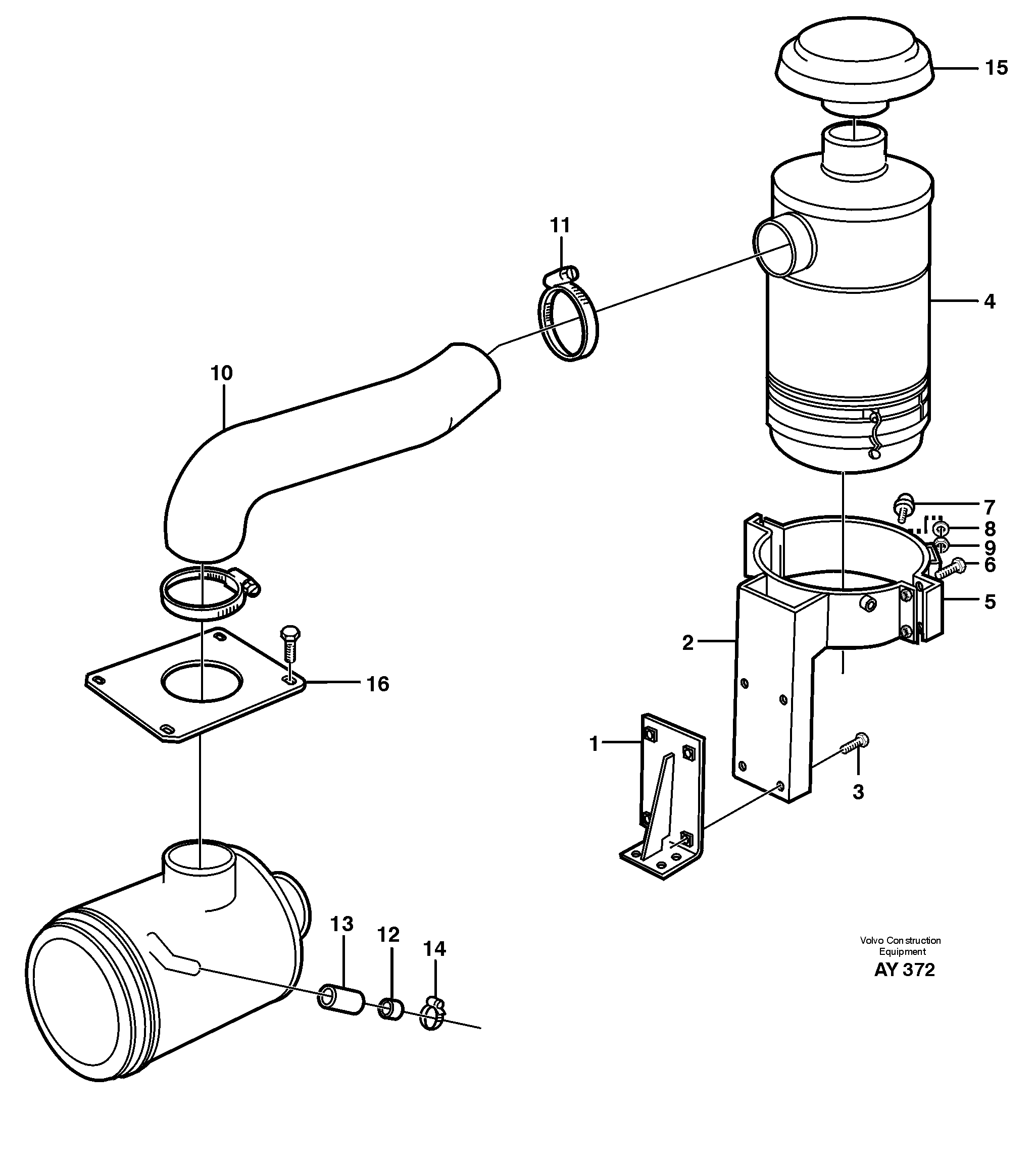 Схема запчастей Volvo L220D - 85402 Oil bath air filter with fitting parts L220D SER NO 1001-