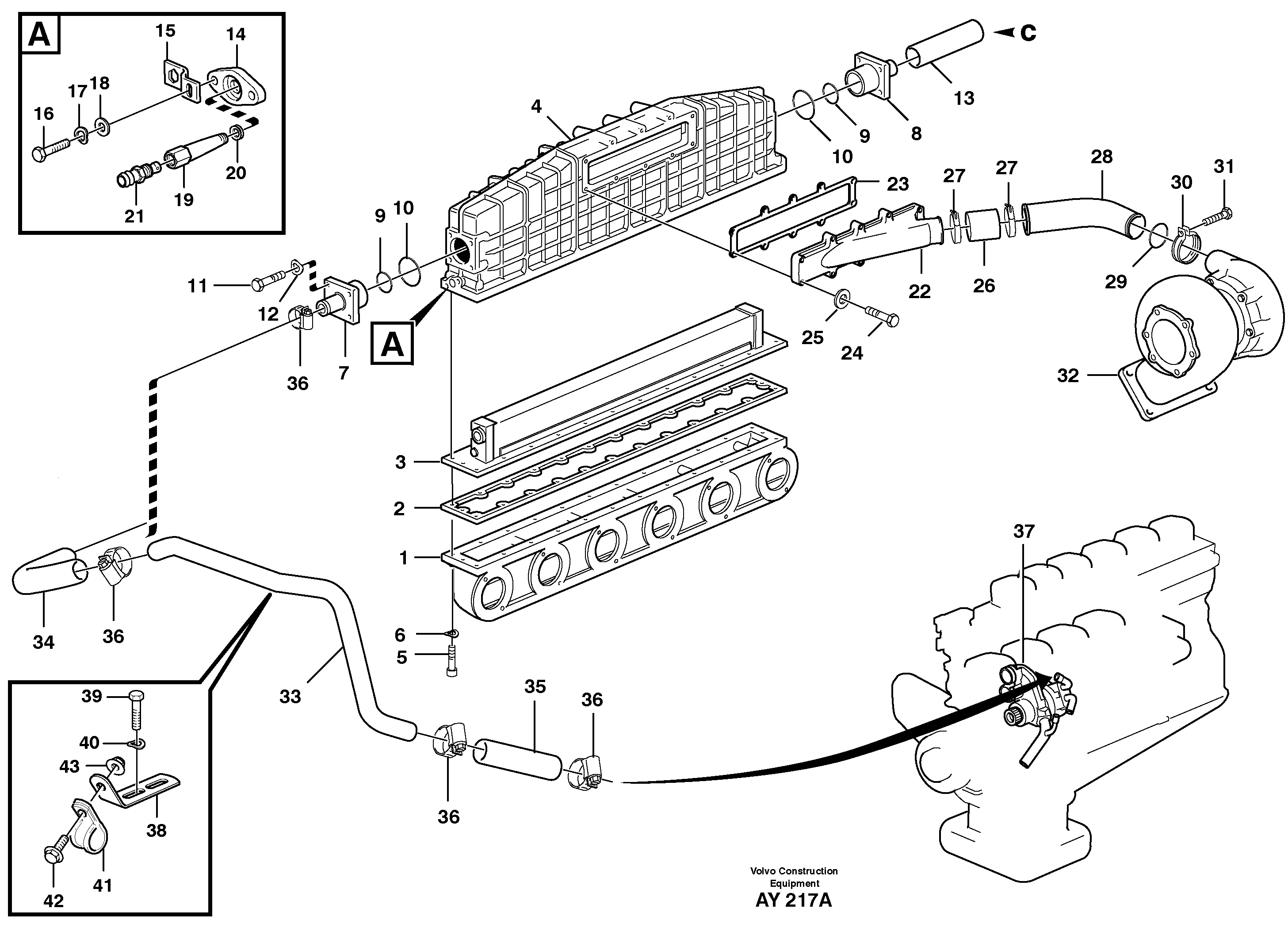 Схема запчастей Volvo L220D - 57571 Intercooler L220D SER NO 1001-