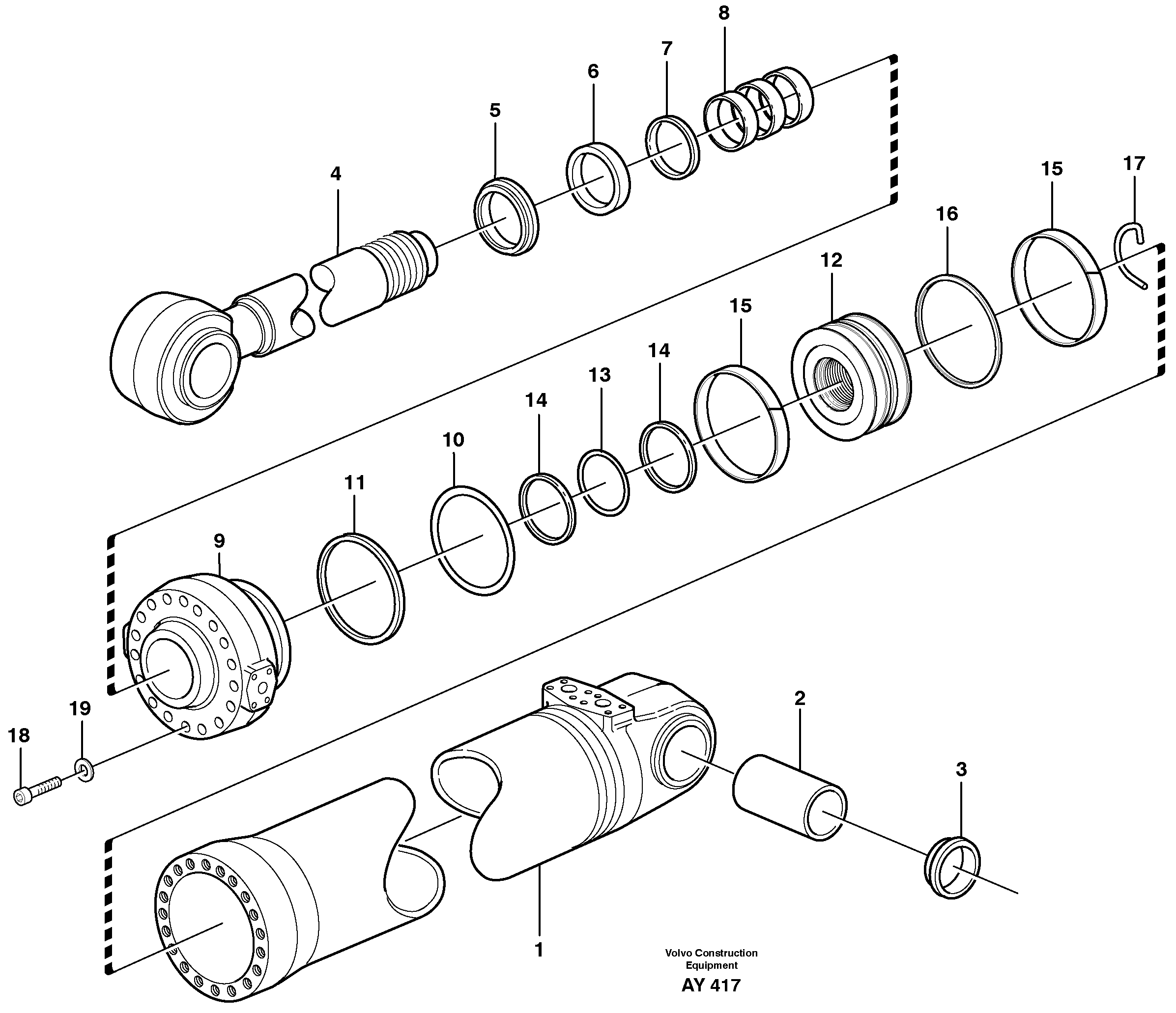 Схема запчастей Volvo L220D - 104397 Hydraulic cylinder, tilt L220D SER NO 1001-