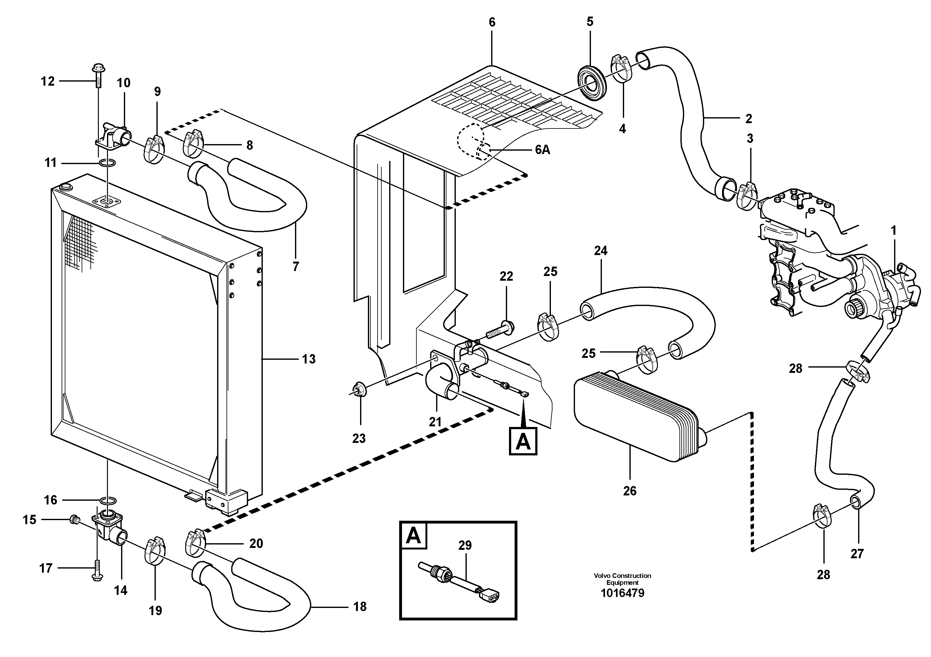 Схема запчастей Volvo L220D - 96367 Система охлаждения L220D SER NO 1001-