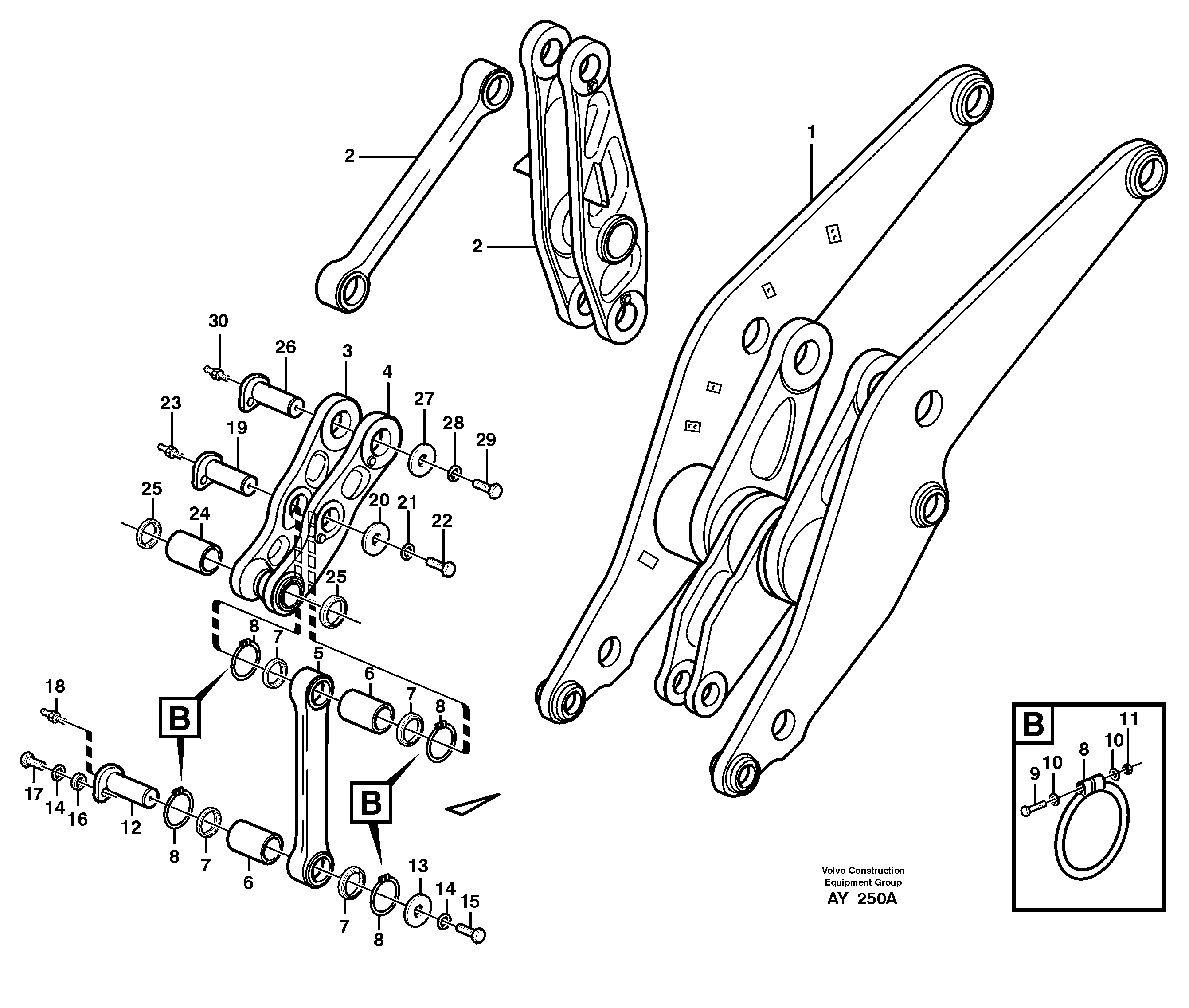 Схема запчастей Volvo L220D - 22021 Forward links with fitting parts L220D SER NO 1001-