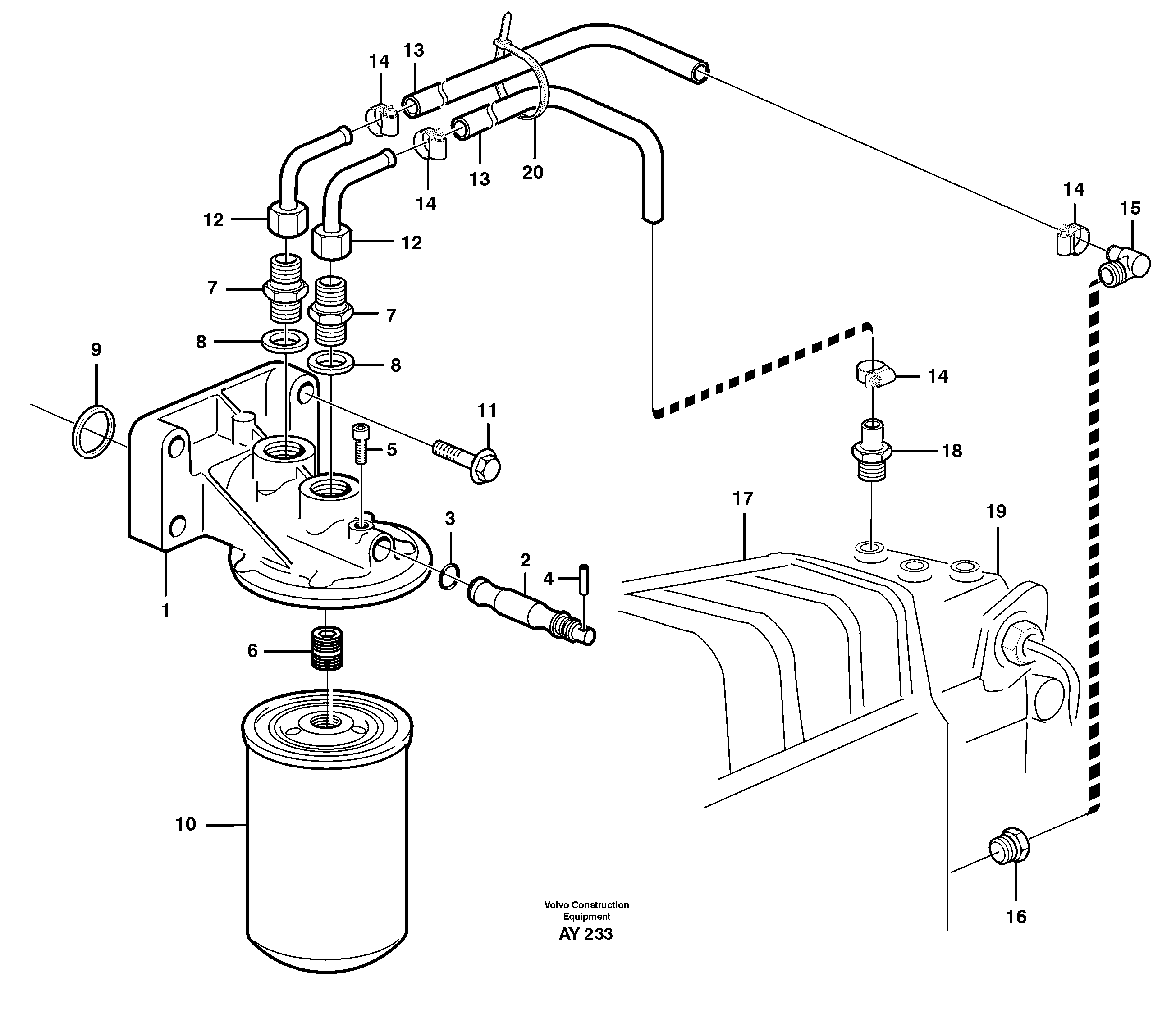 Схема запчастей Volvo L220D - 31981 Coolant filter L220D SER NO 1001-