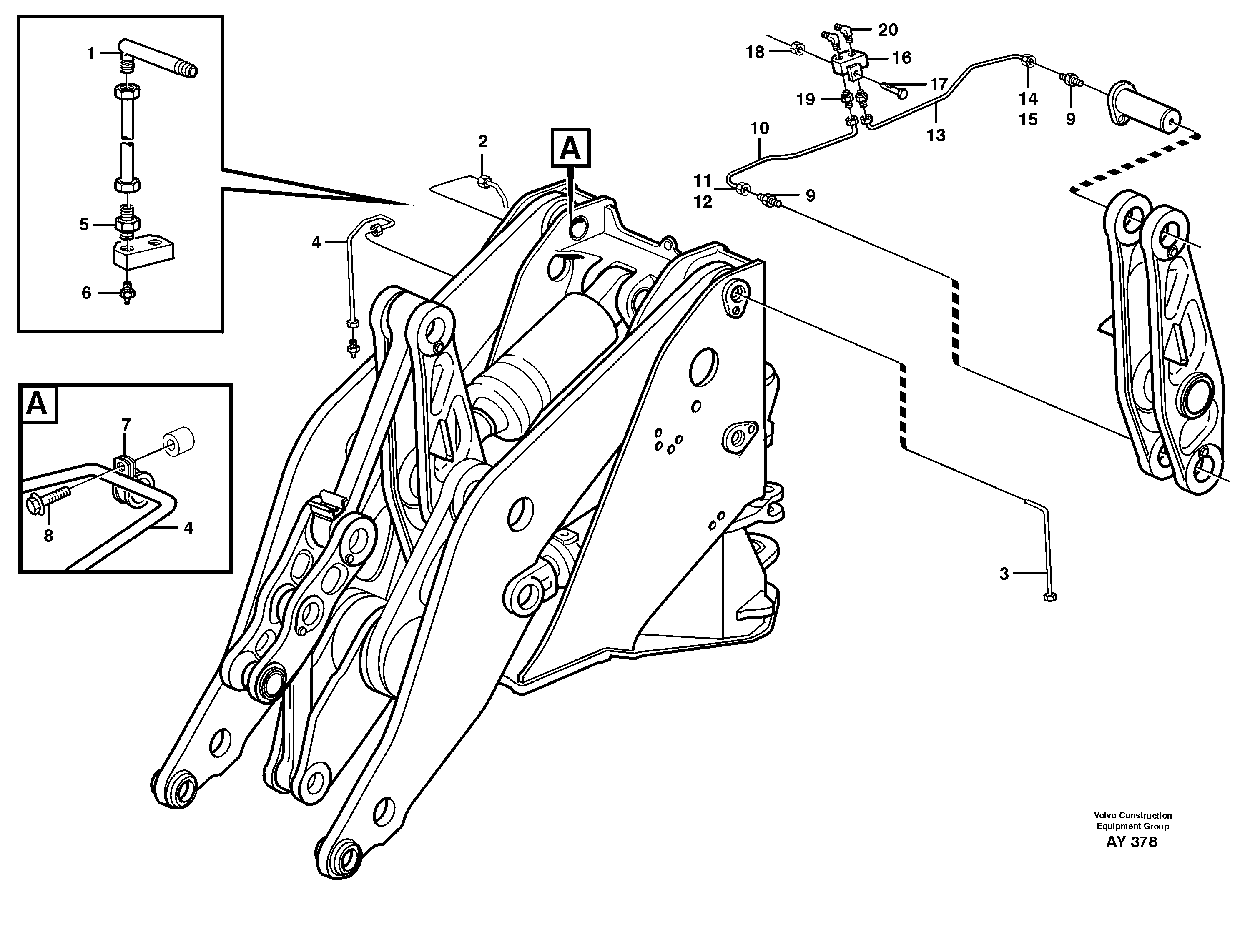 Схема запчастей Volvo L220D - 28090 Extended lube points for lift arm system L220D SER NO 1001-