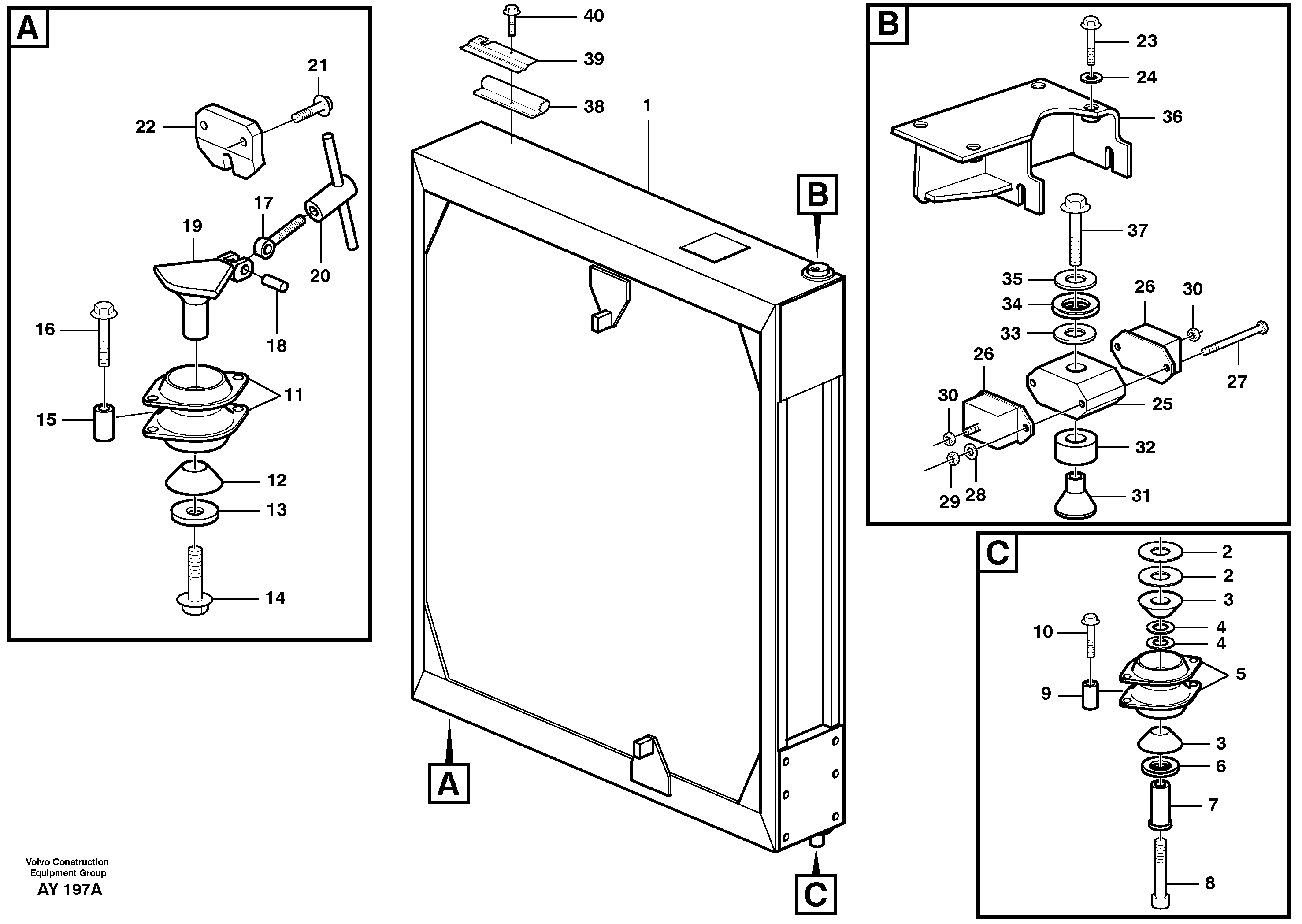 Схема запчастей Volvo L220D - 90572 Radiator with fitting parts L220D SER NO 1001-