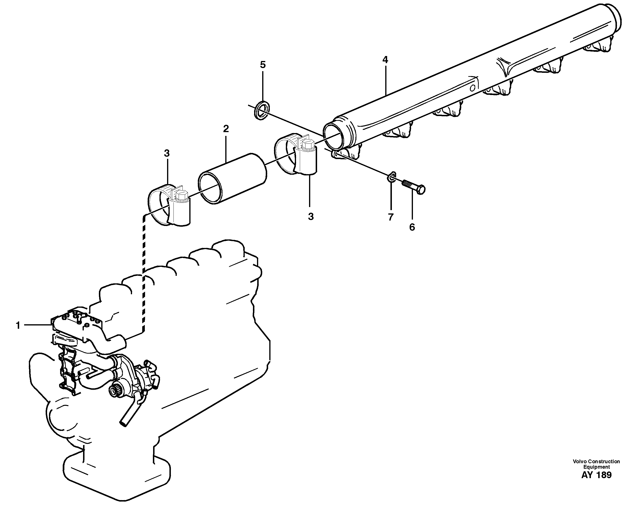 Схема запчастей Volvo L220D - 76556 Трубка водяная L220D SER NO 1001-