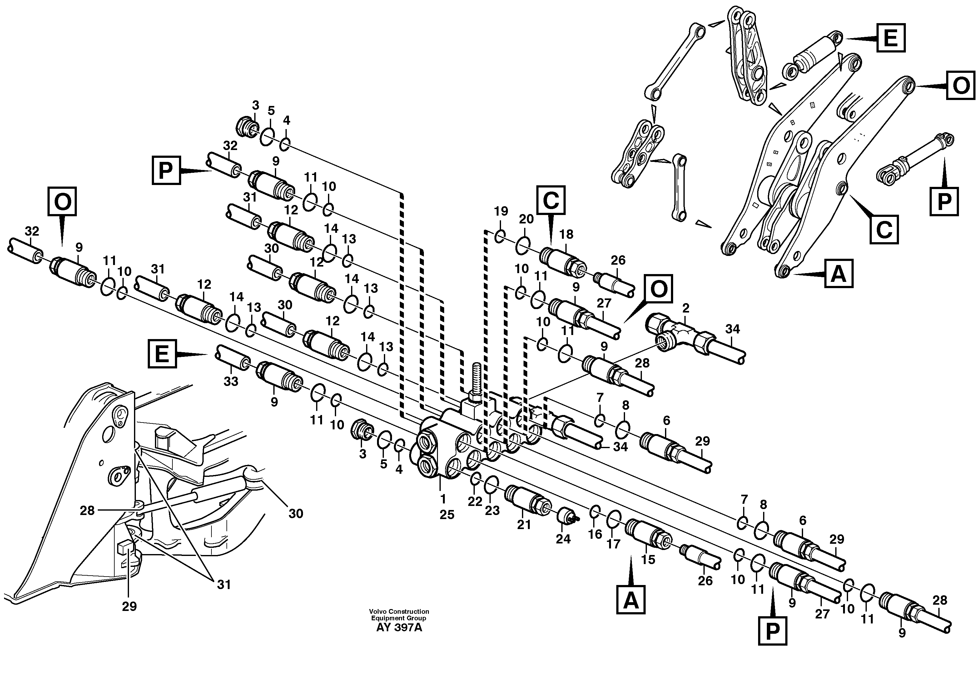 Схема запчастей Volvo L220D - 56089 Distribution block, B1 L220D SER NO 1001-