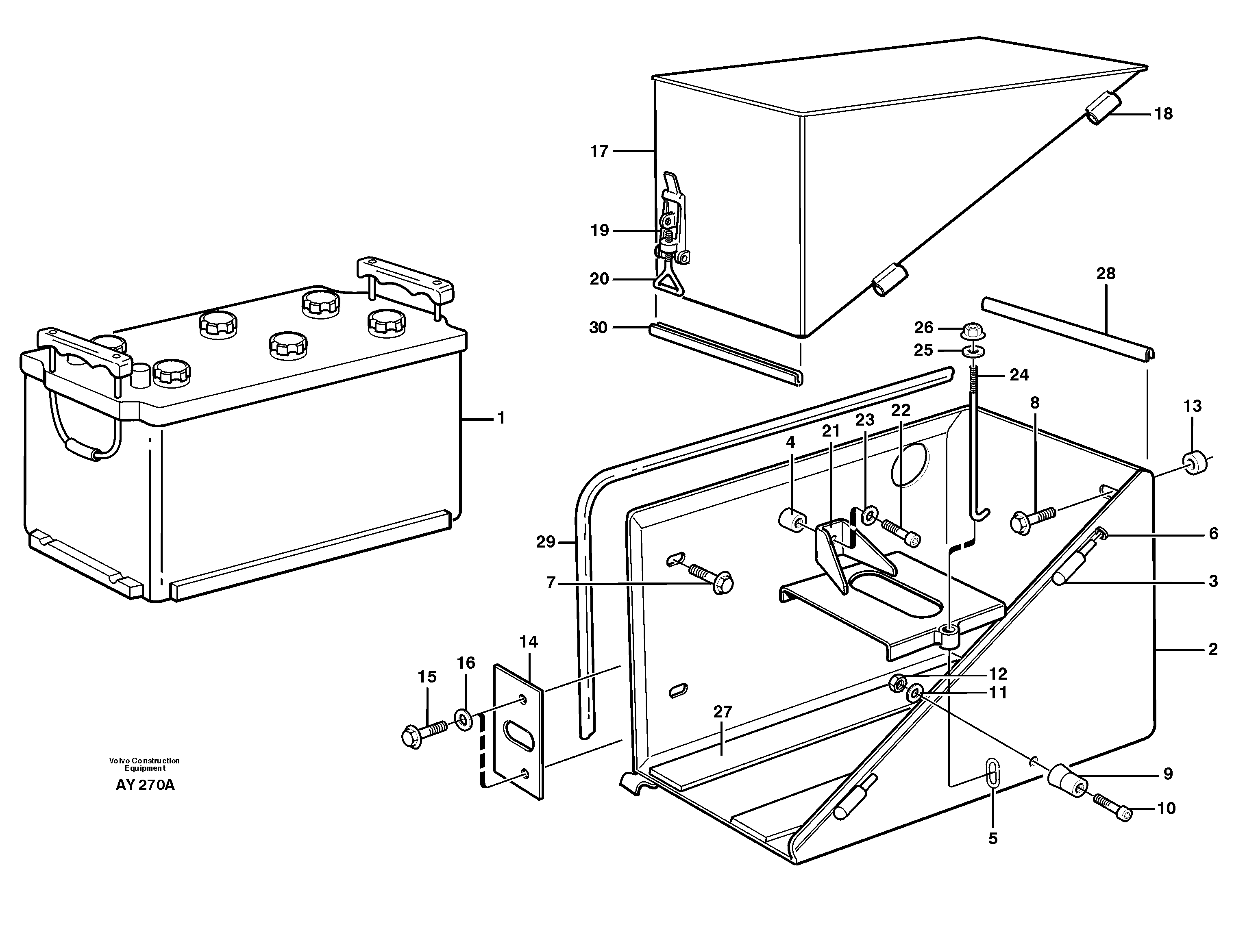Схема запчастей Volvo L220D - 66165 Battery box with fitting parts L220D SER NO 1001-