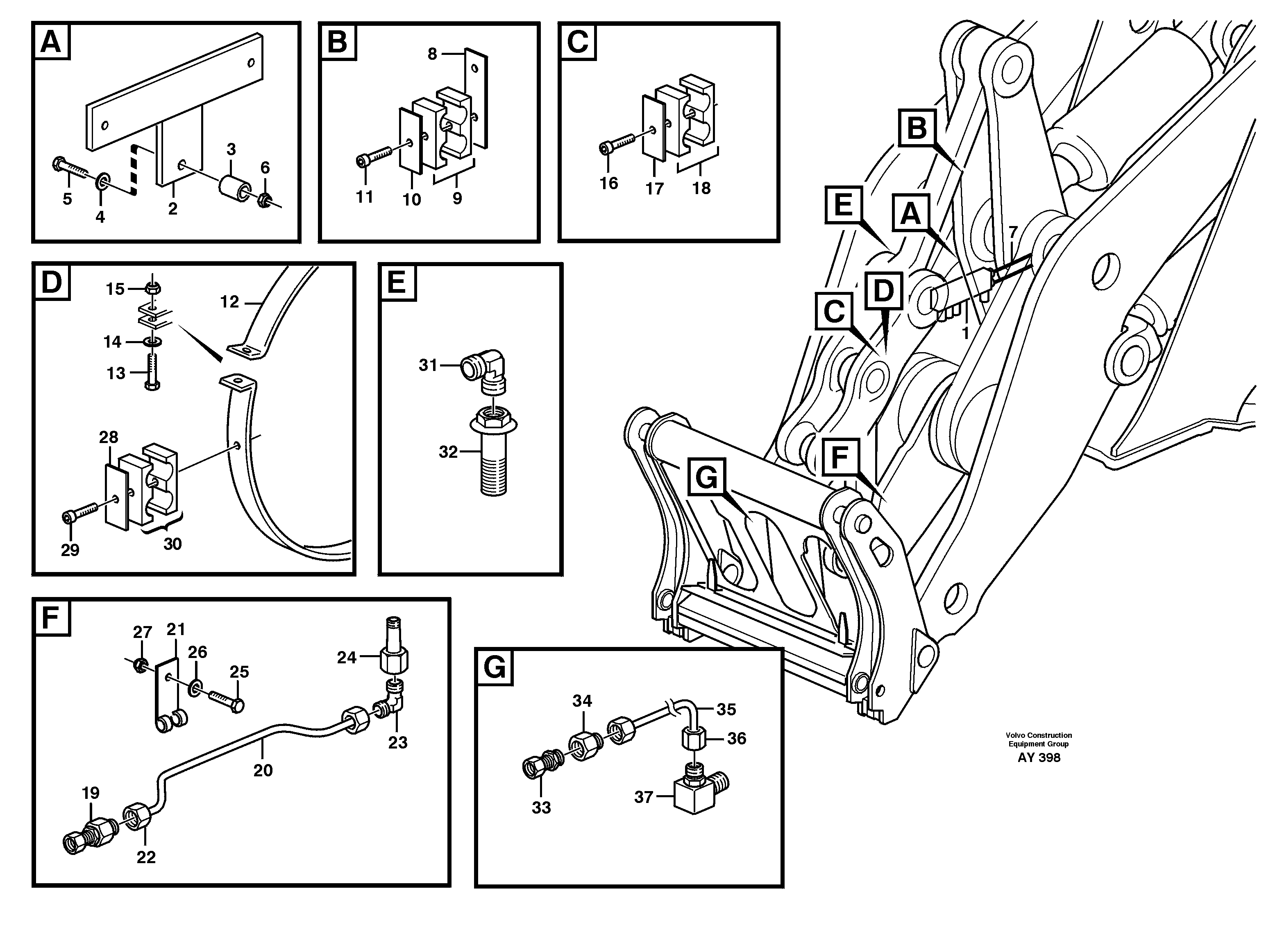 Схема запчастей Volvo L220D - 70127 Central lubrication, B2 L220D SER NO 1001-