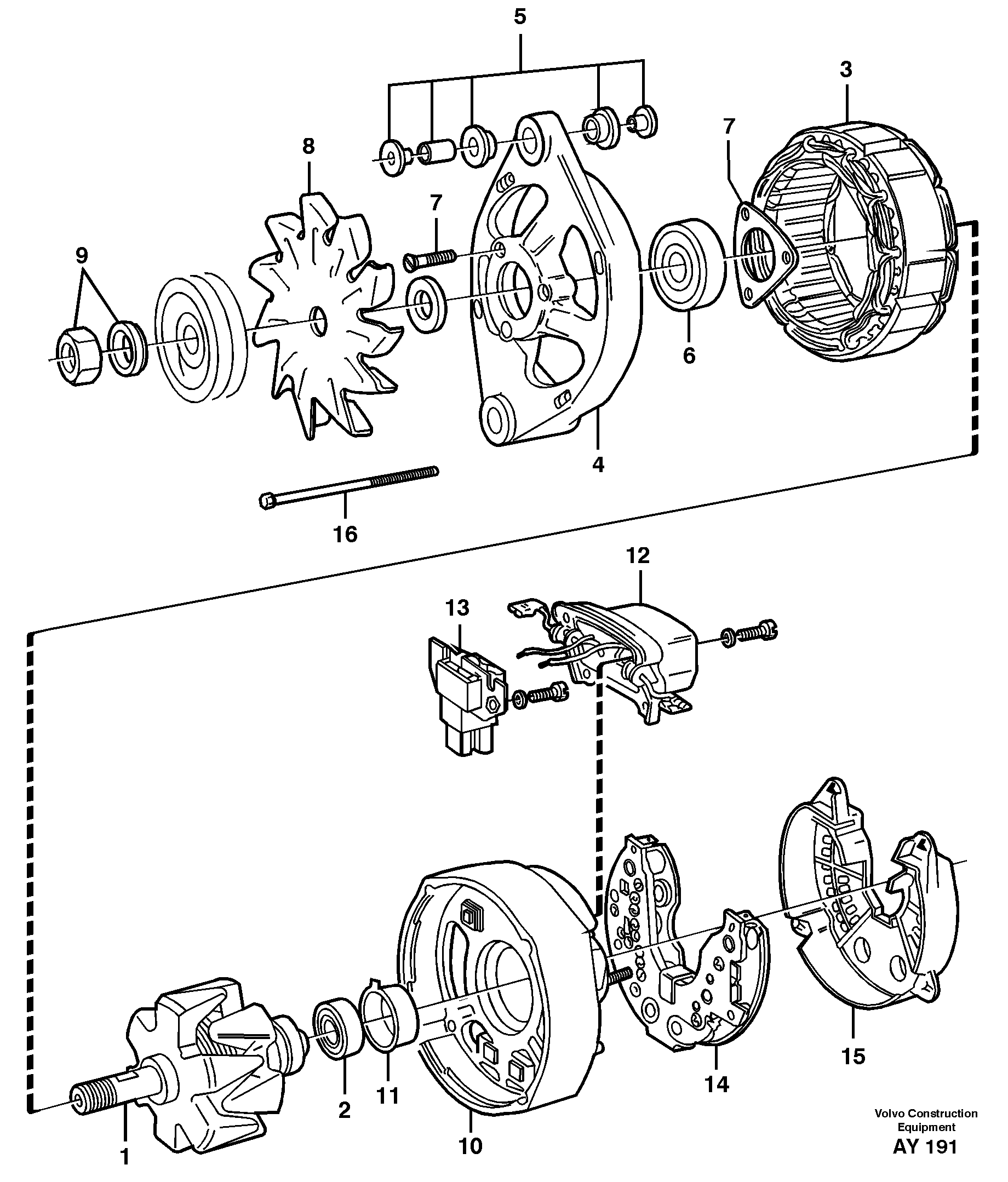 Схема запчастей Volvo L220D - 21416 Alternator L220D SER NO 1001-