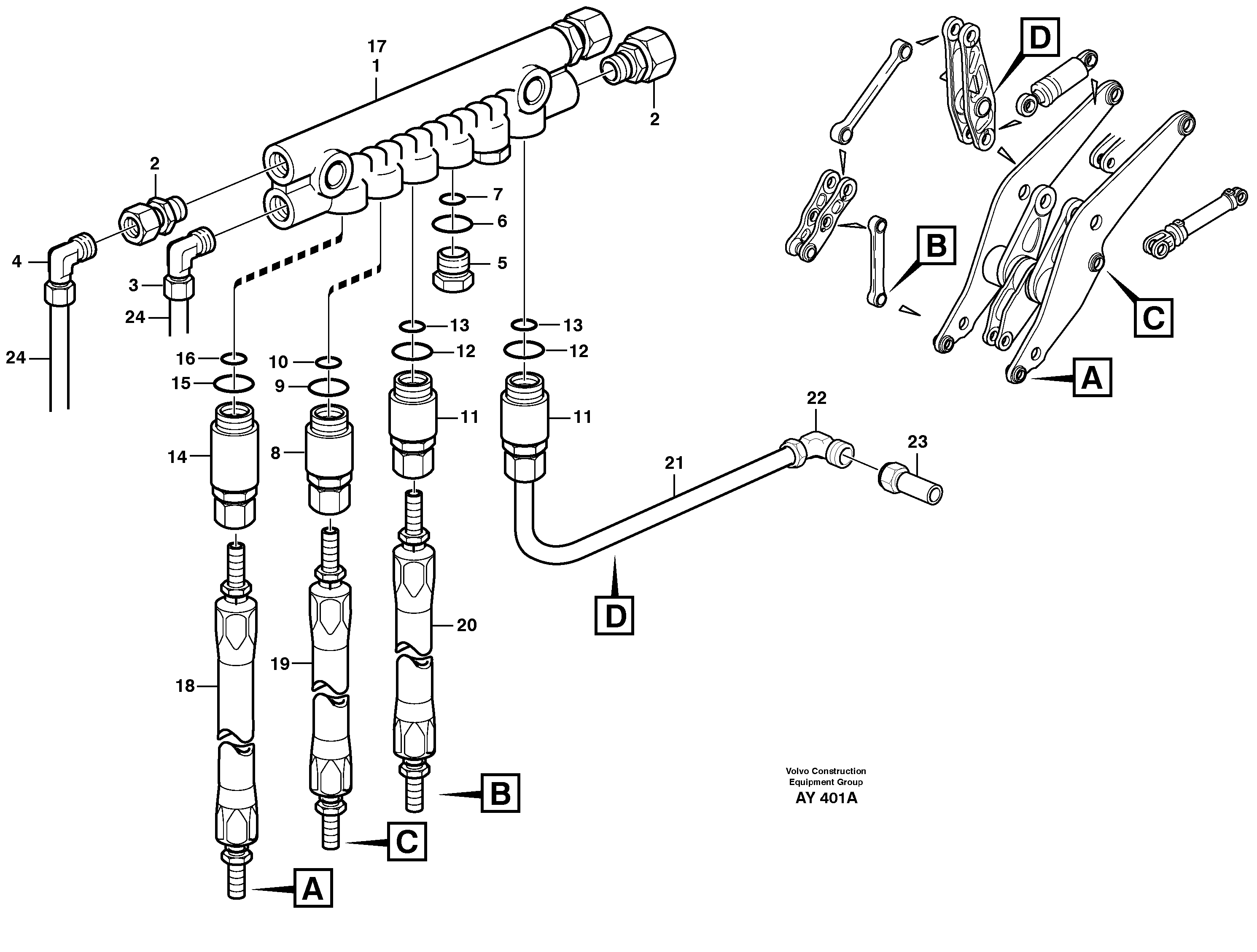 Схема запчастей Volvo L220D - 70129 Distribution block, B2 L220D SER NO 1001-