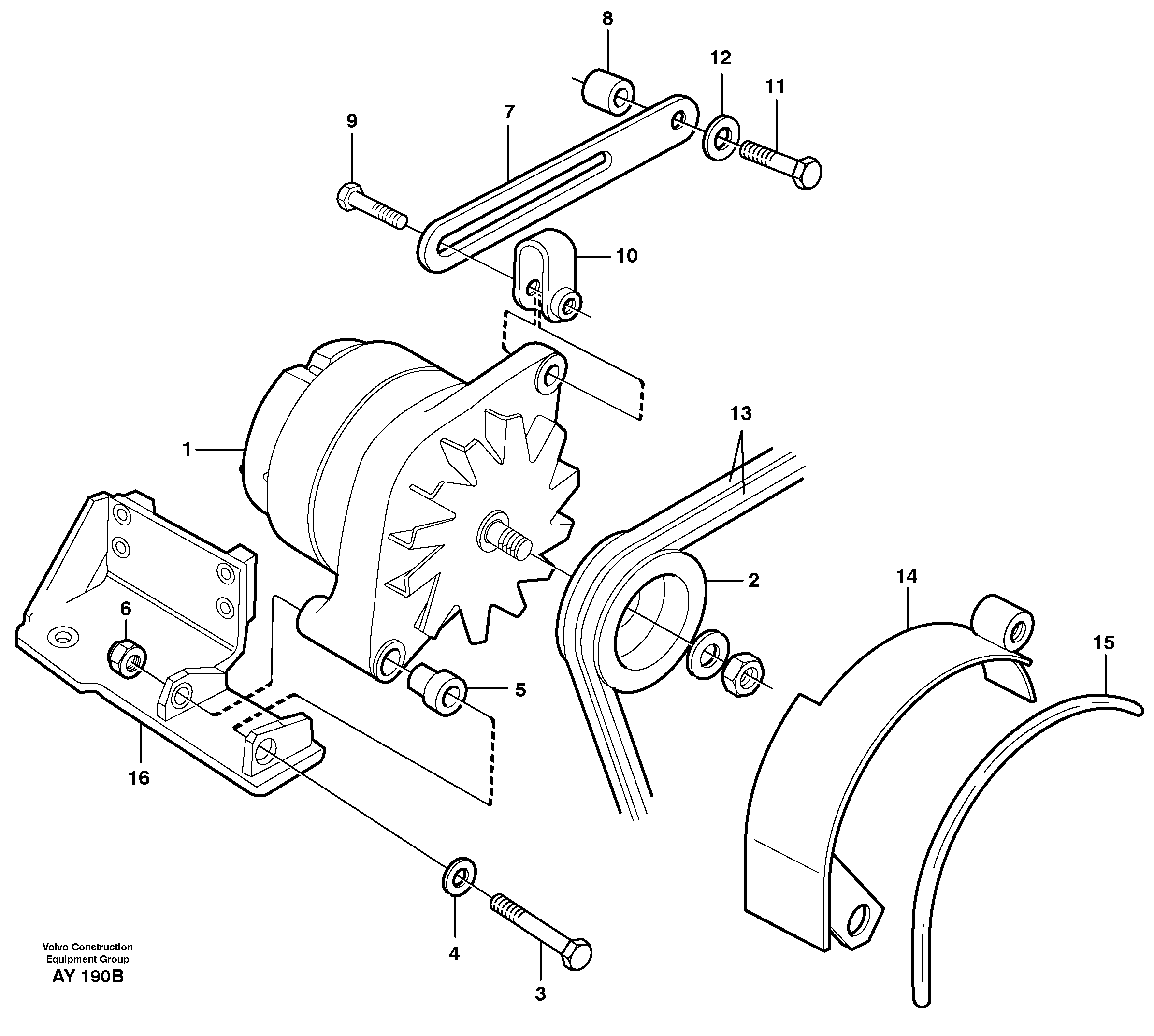 Схема запчастей Volvo L220D - 32786 Alternator with assembling details L220D SER NO 1001-