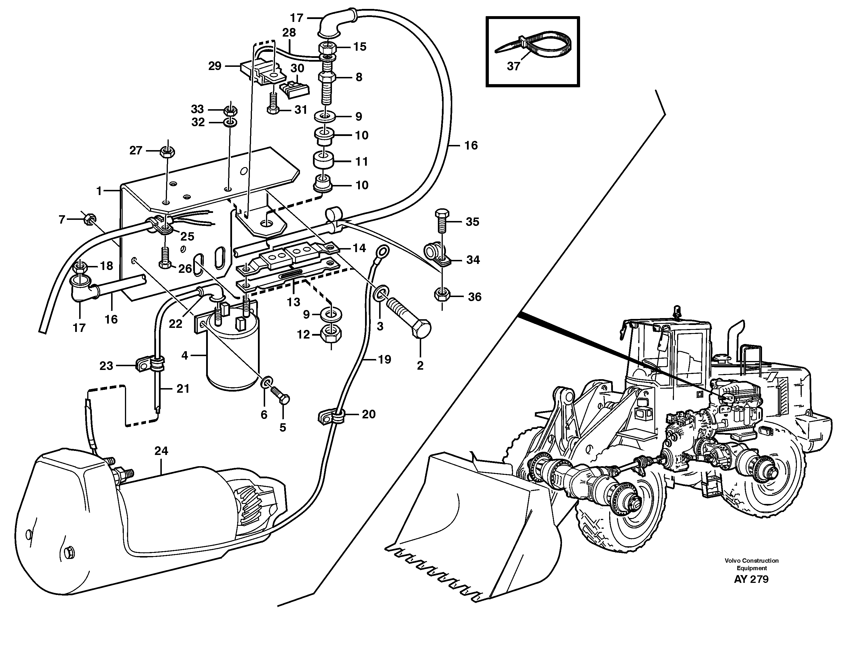 Схема запчастей Volvo L220D - 32793 Pre-heater with fitting parts L220D SER NO 1001-