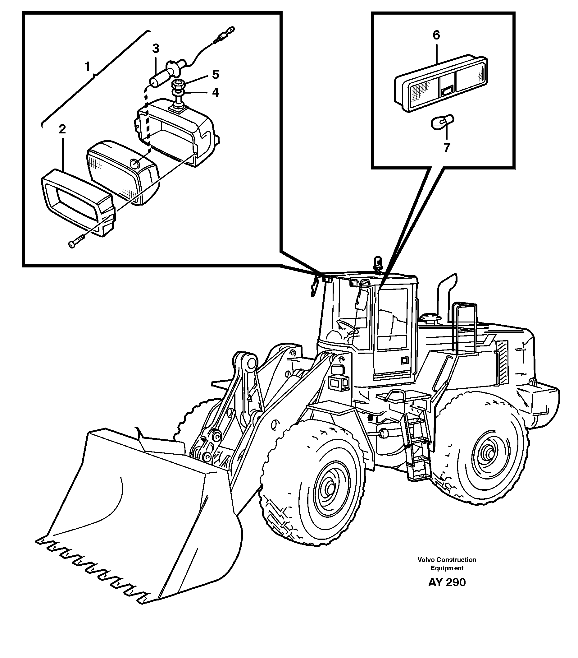 Схема запчастей Volvo L220D - 30461 Lighting, cab L220D SER NO 1001-