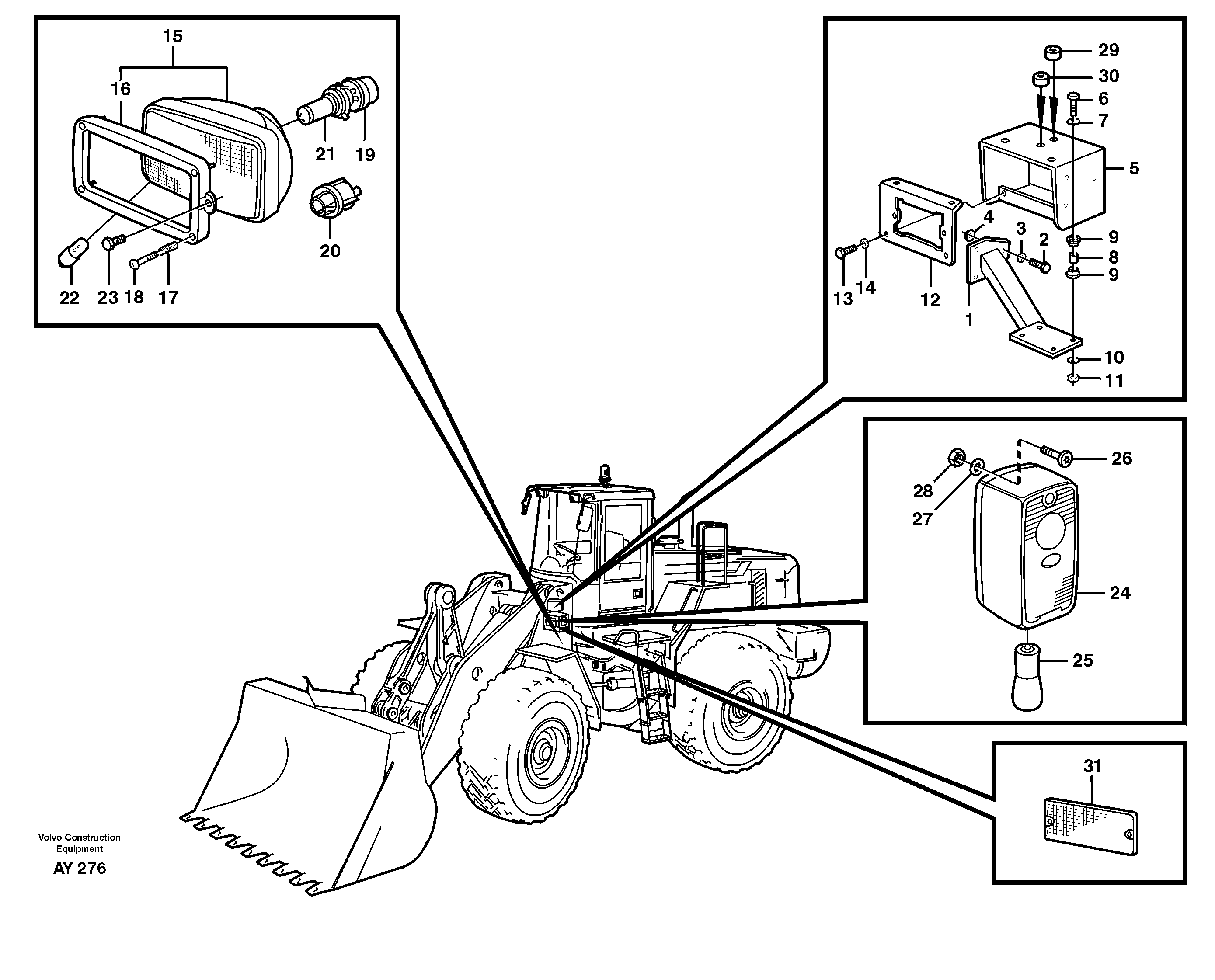 Схема запчастей Volvo L220D - 84412 Lighting, front L220D SER NO 1001-
