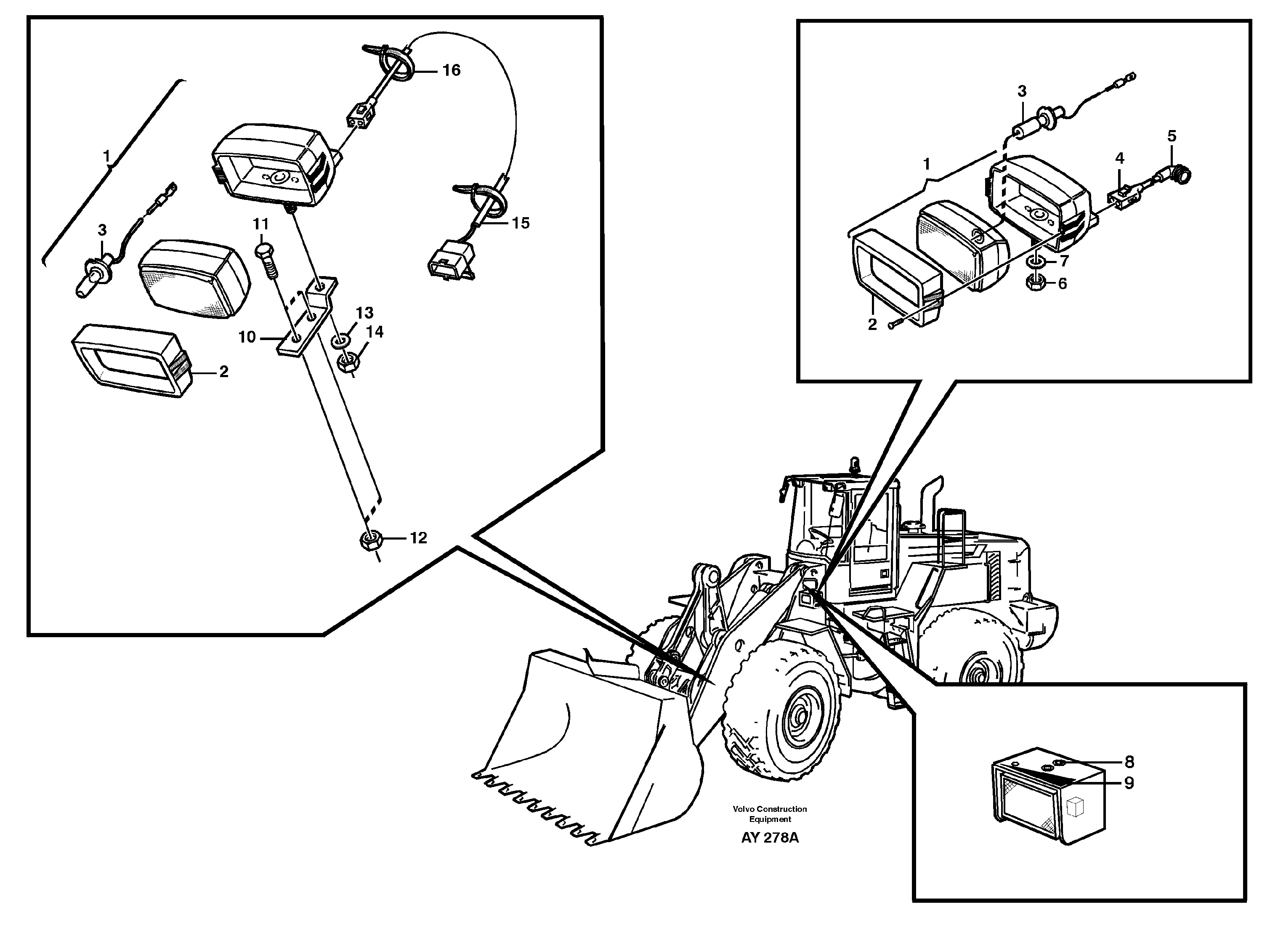 Схема запчастей Volvo L220D - 84441 Work lights, front L220D SER NO 1001-