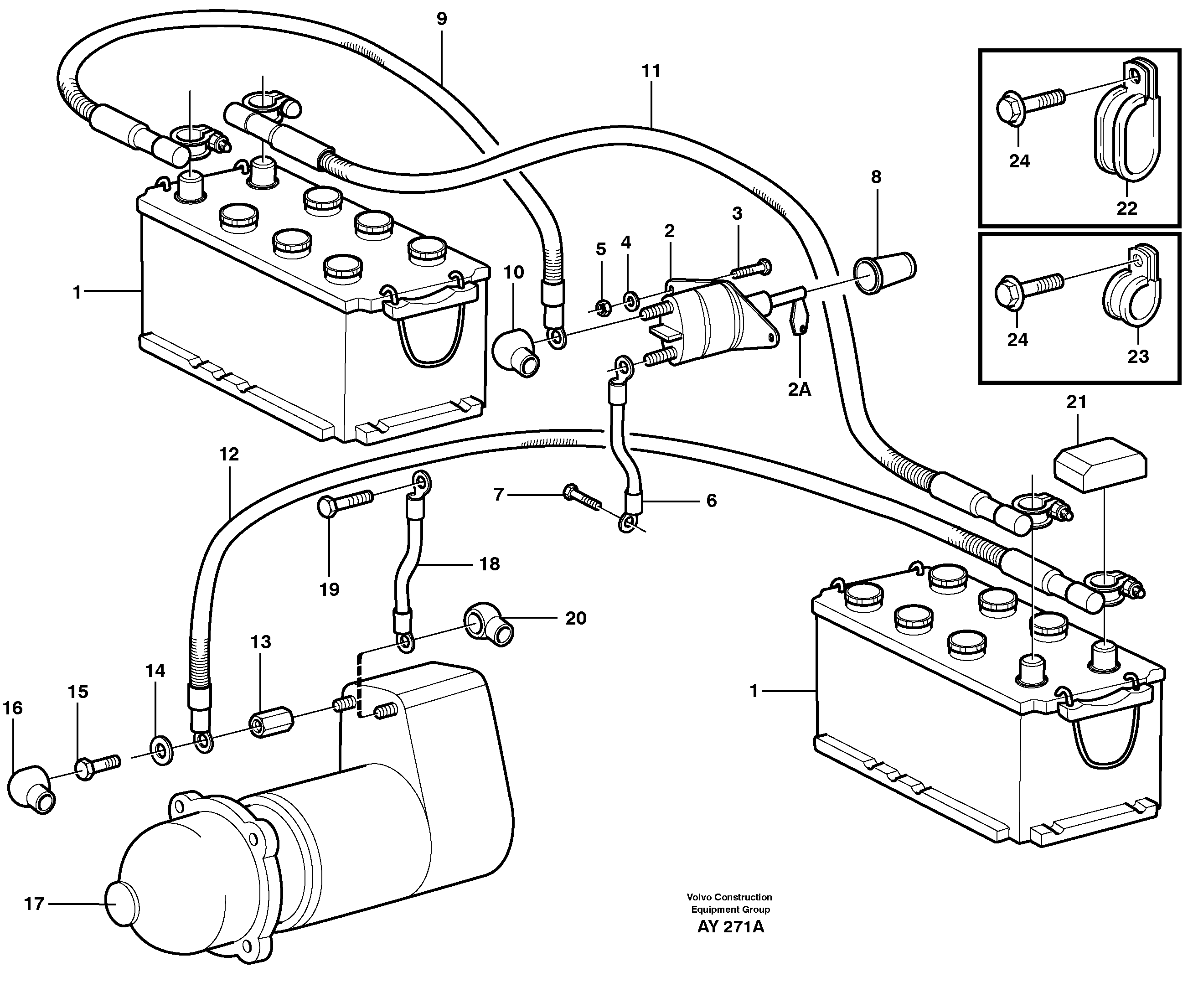 Схема запчастей Volvo L220D - 34680 Battery cable and main switch L220D SER NO 1001-