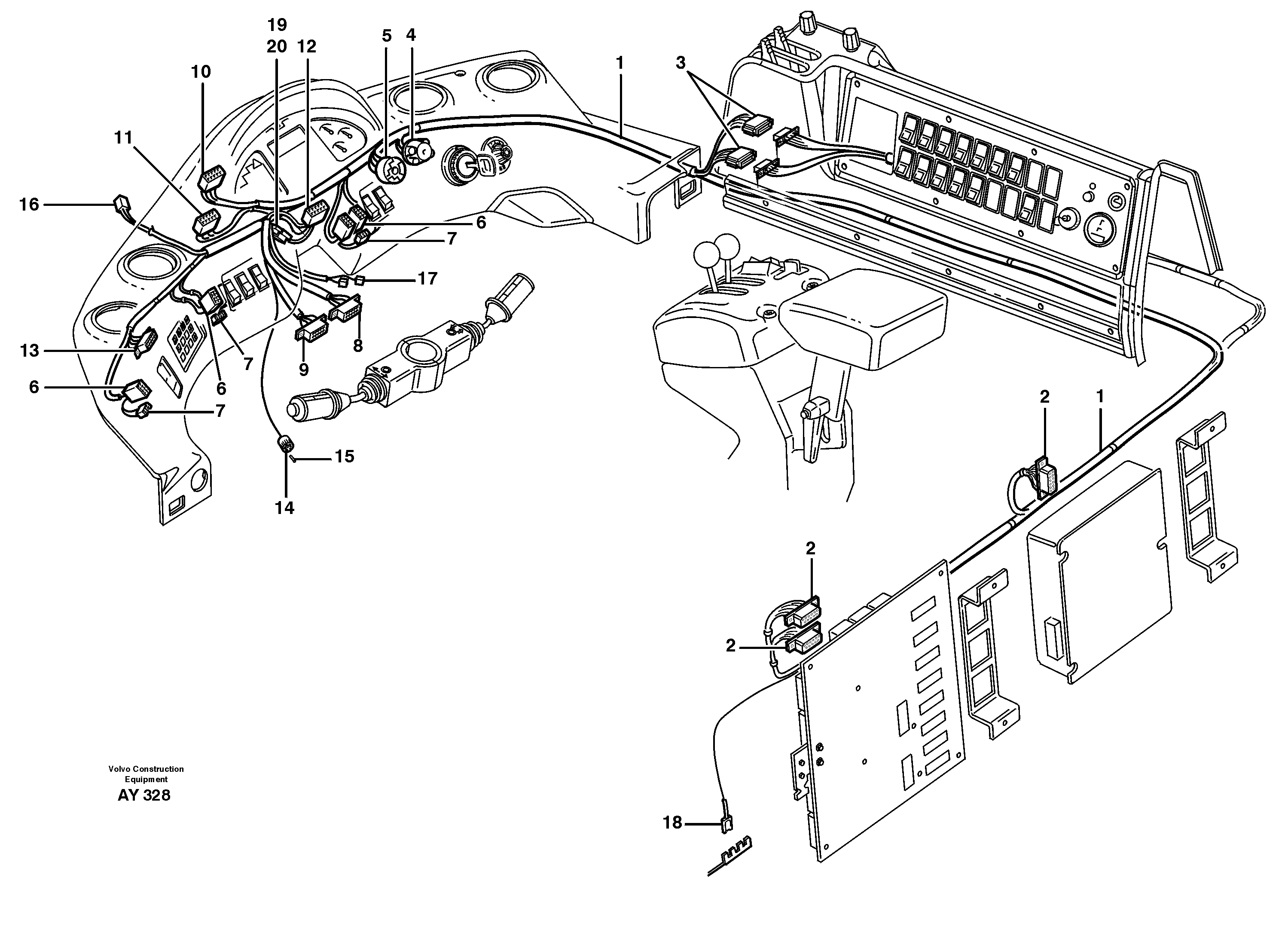 Схема запчастей Volvo L220D - 57581 Cable harness, panel L220D SER NO 1001-