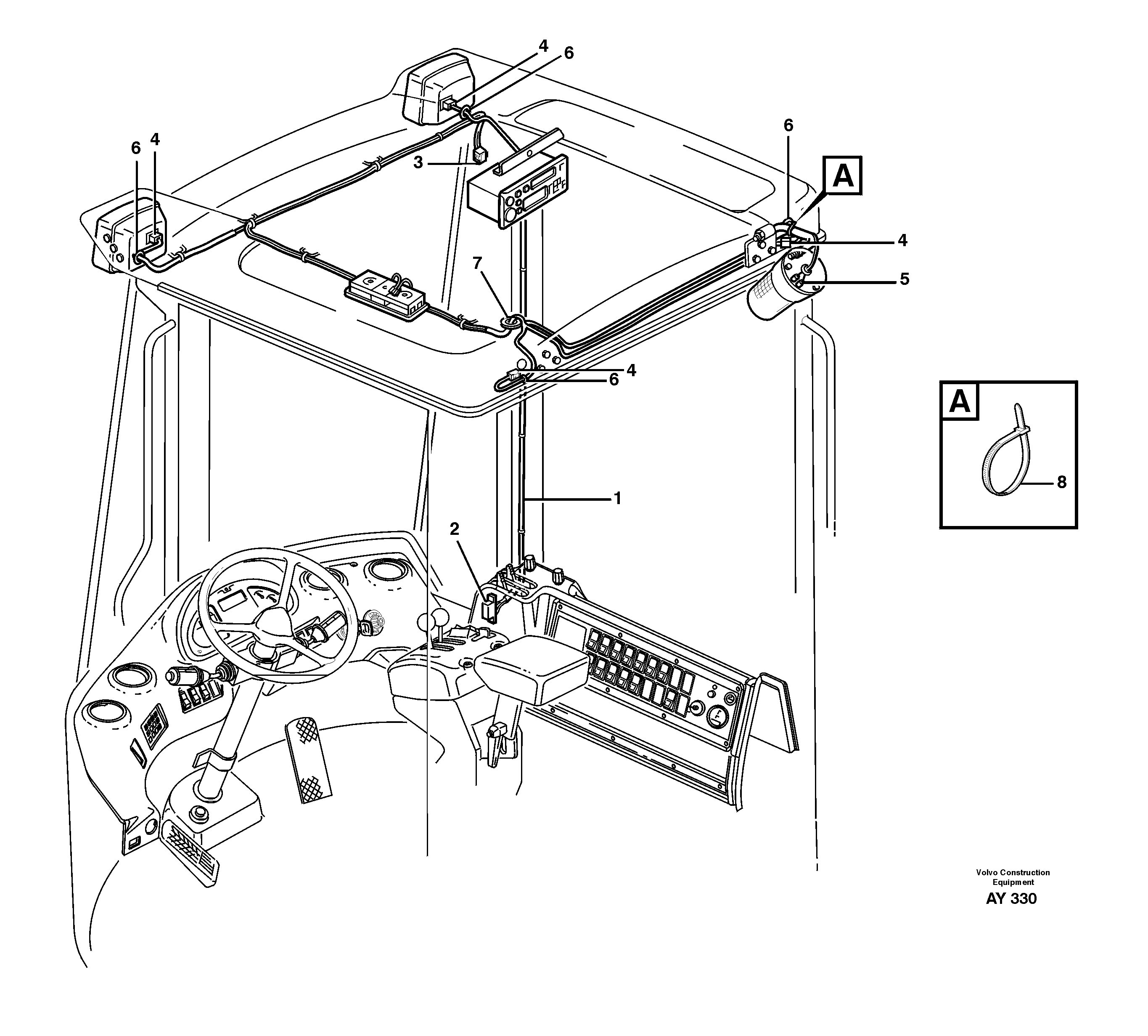 Схема запчастей Volvo L220D - 57582 Cable harnesses, headlining L220D SER NO 1001-