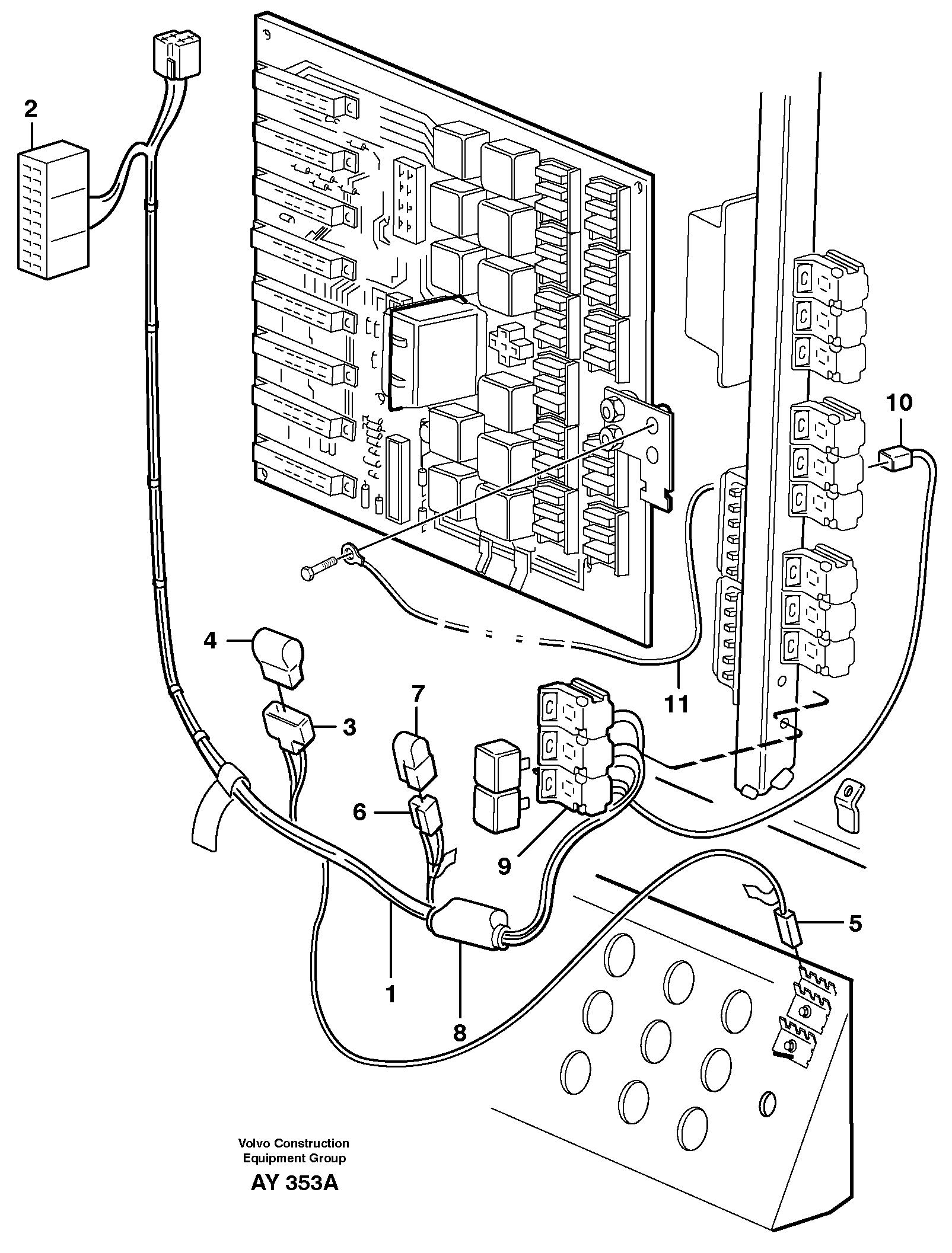 Схема запчастей Volvo L220D - 57588 Cable harness, air conditioning. Cab L220D SER NO 1001-