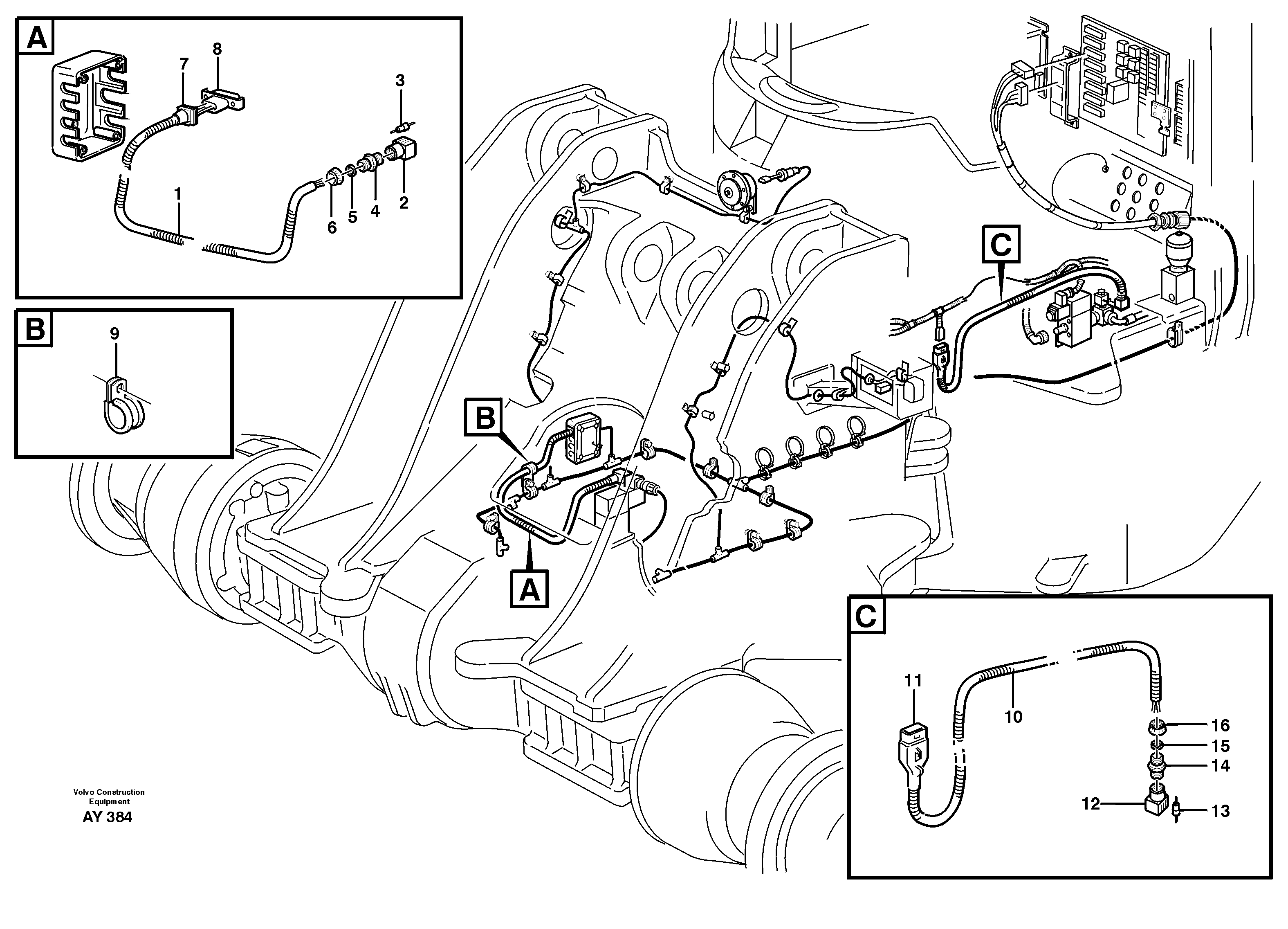 Схема запчастей Volvo L220D - 57590 Cable harness, attachmentbracket L220D SER NO 1001-