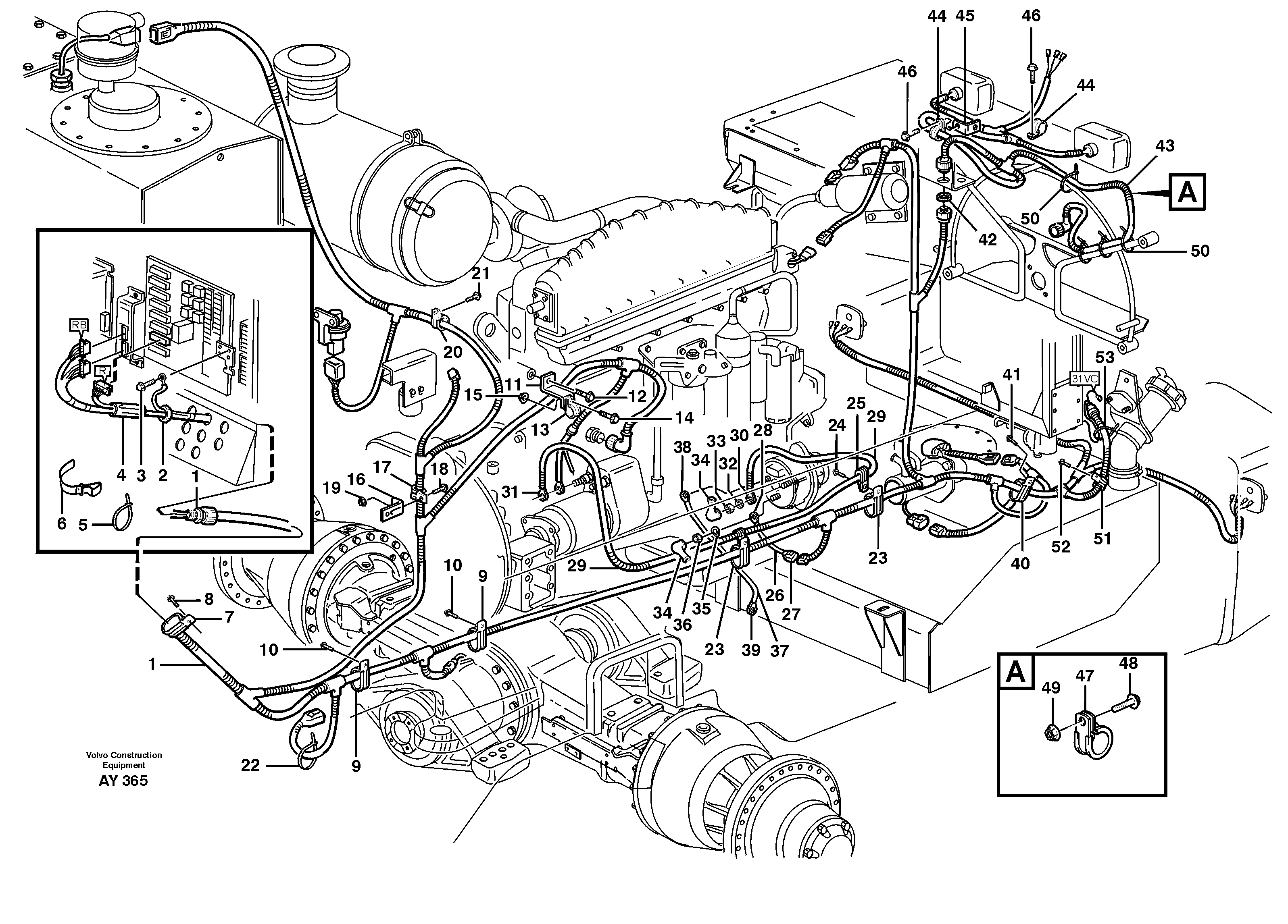 Схема запчастей Volvo L220D - 82091 Rear cable harness with assembly parts L220D SER NO 1001-
