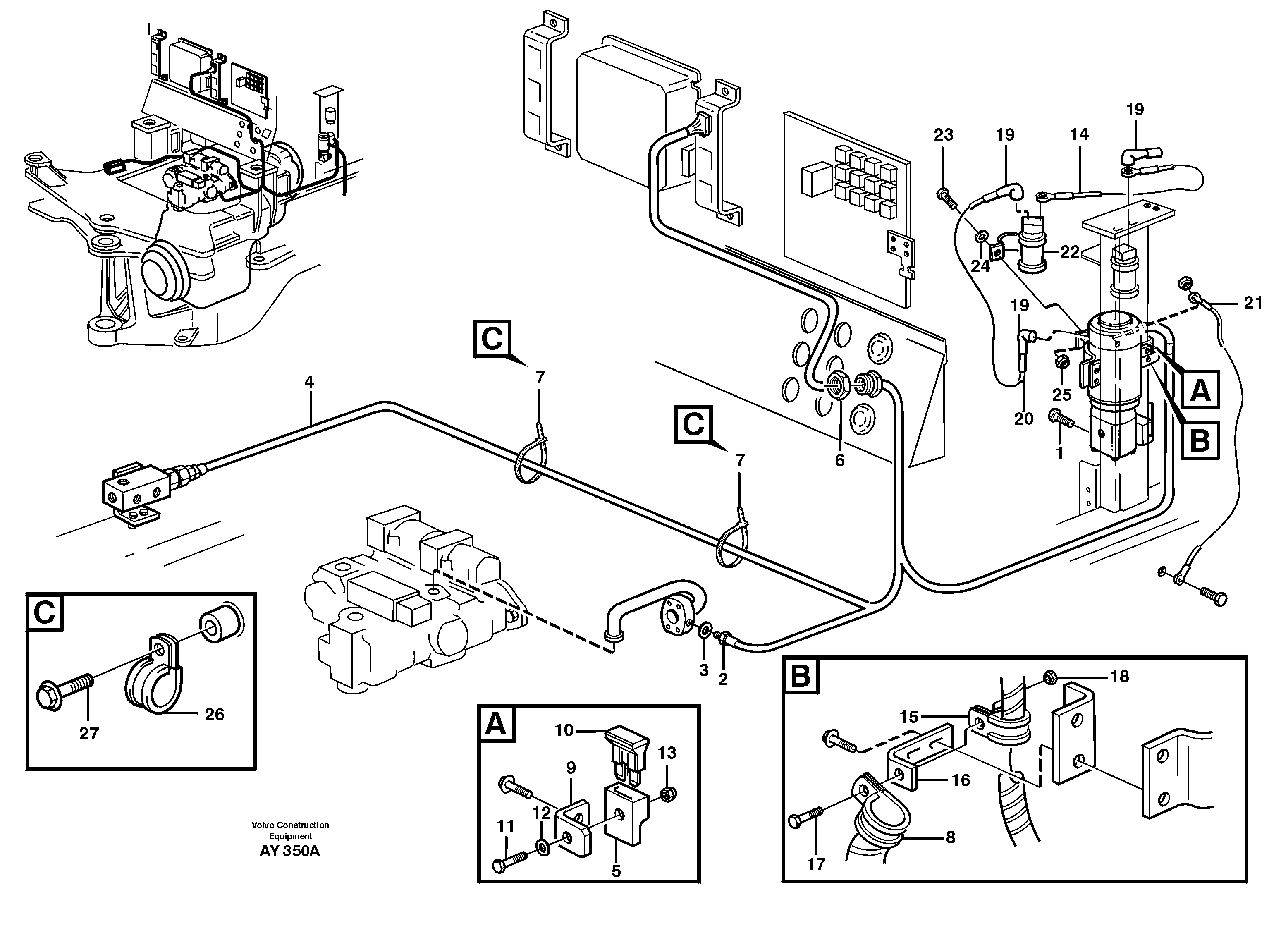 Схема запчастей Volvo L220D - 82769 Cable harness, secondary steering system L220D SER NO 1001-