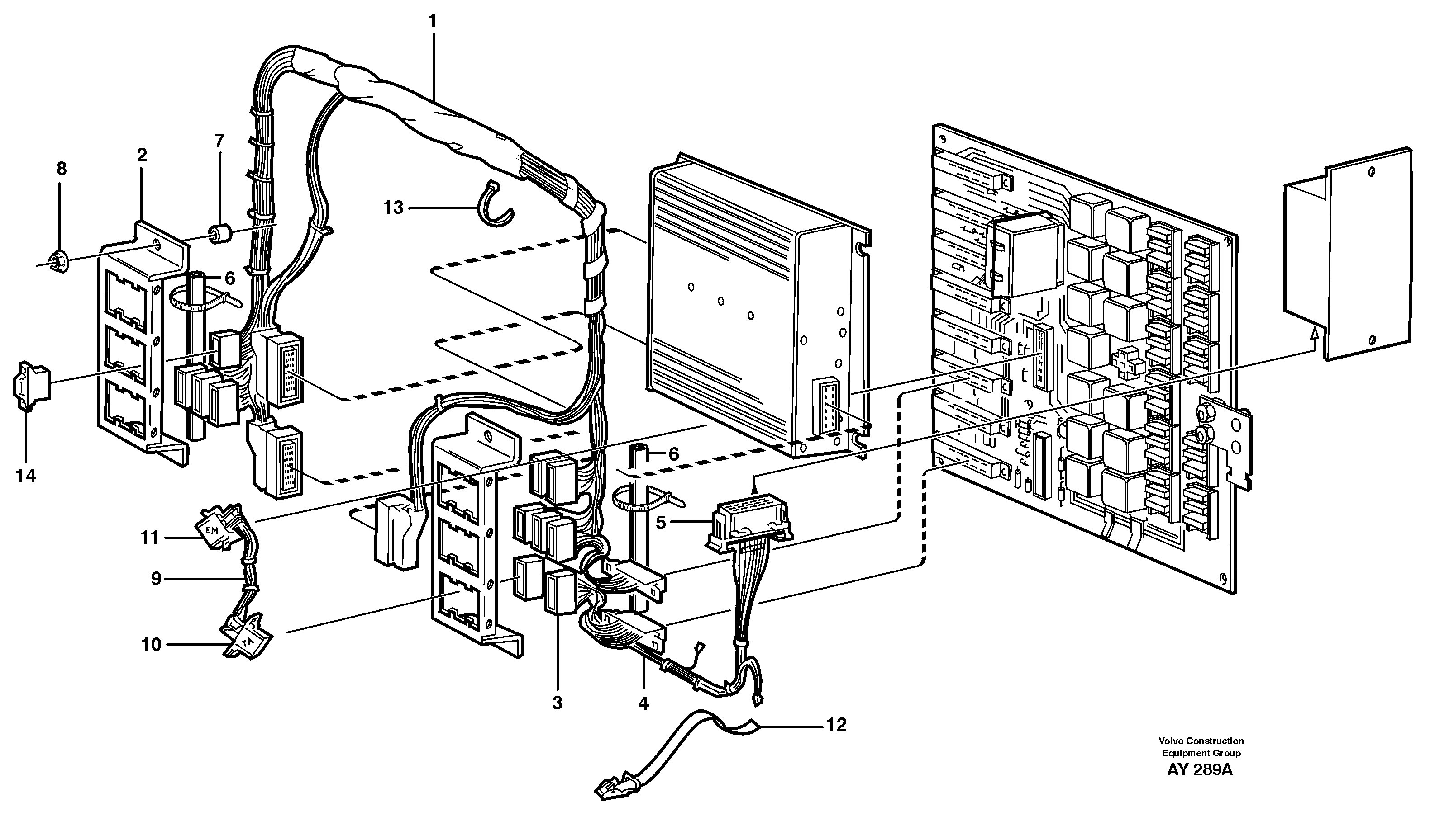 Схема запчастей Volvo L220D - 57595 Electrical distribut.unit and cable harness L220D SER NO 1001-