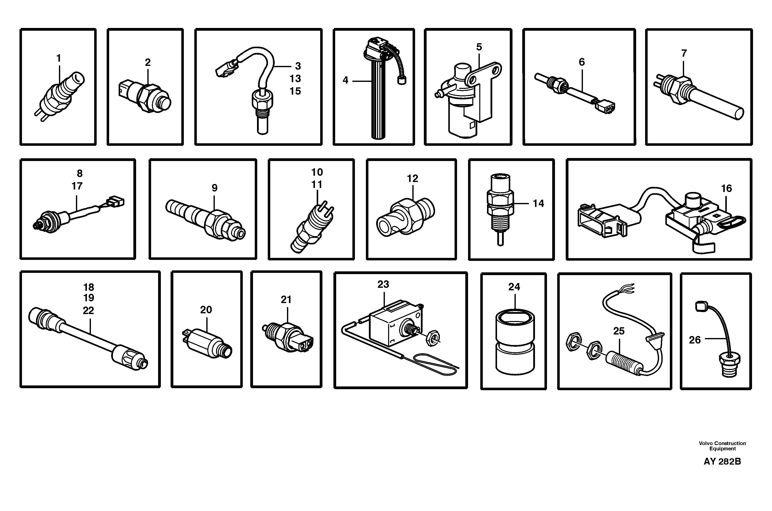 Схема запчастей Volvo L220D - 86241 Sensors, reference list L220D SER NO 1001-