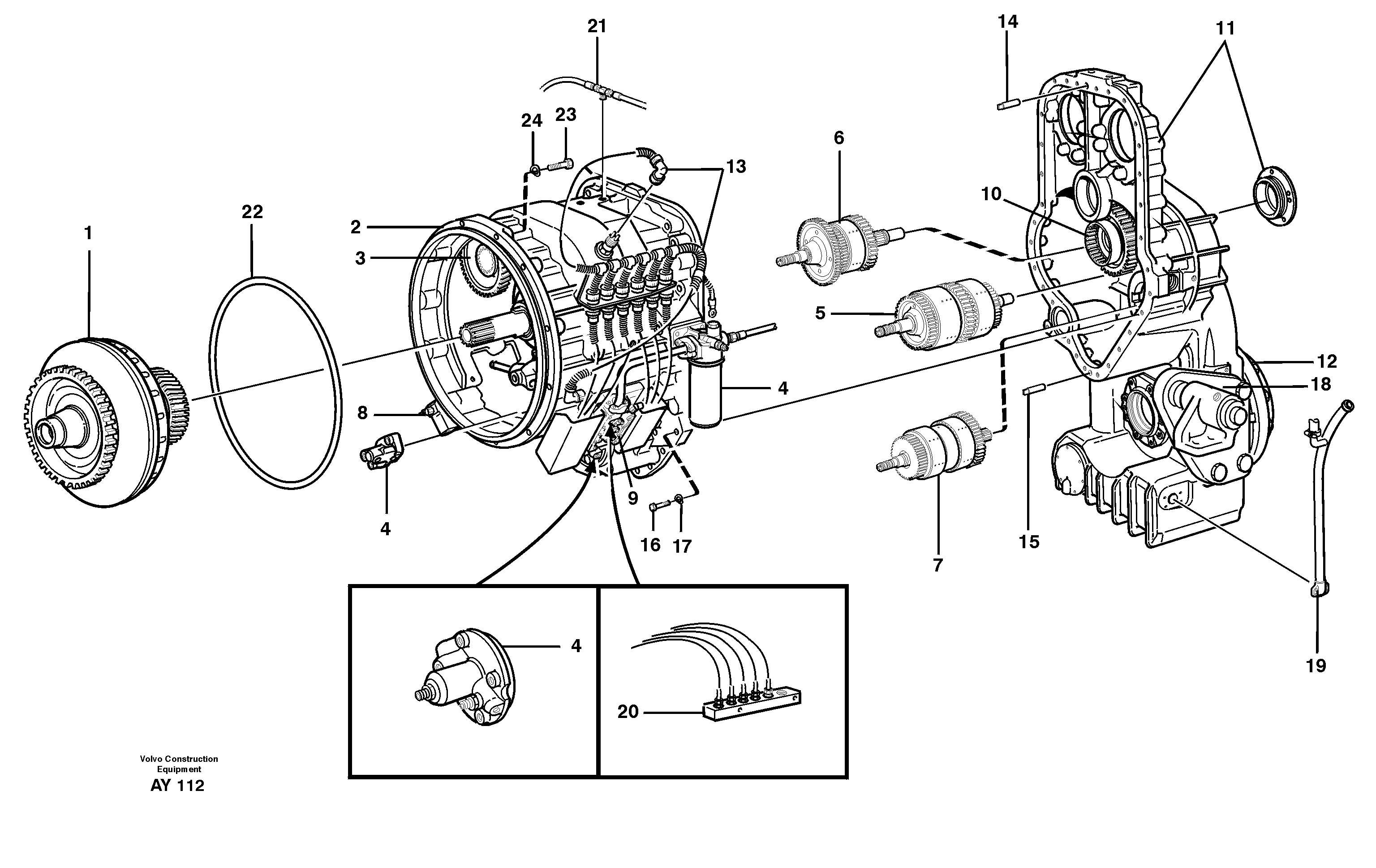 Схема запчастей Volvo L220D - 26732 Hydraulic transmission with fitting parts L220D SER NO 1001-