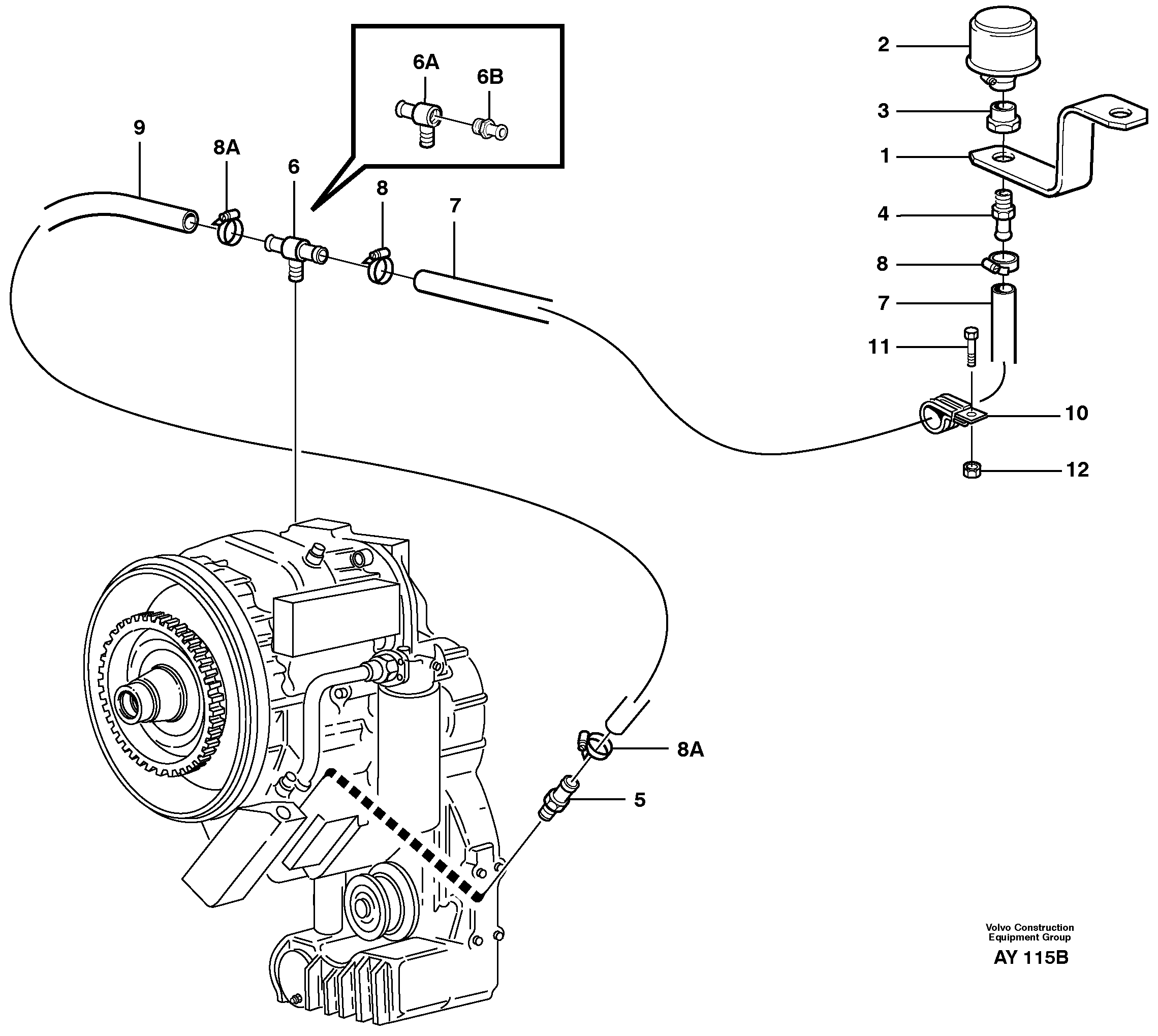 Схема запчастей Volvo L220D - 83335 Ventilation for transmission L220D SER NO 1001-
