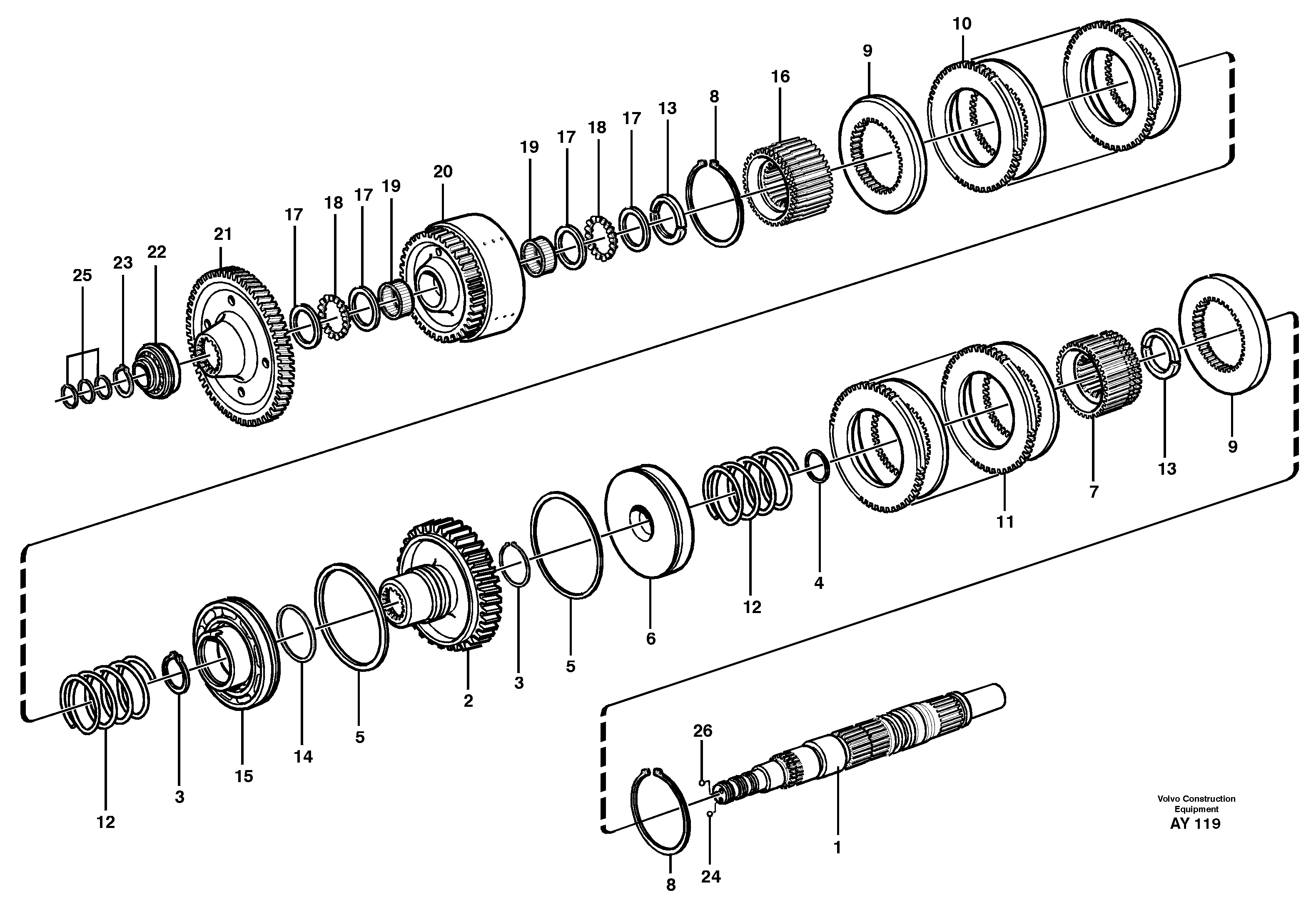 Схема запчастей Volvo L220D - 57623 Hydraulic clutch, reverse / 2nd speed L220D SER NO 1001-