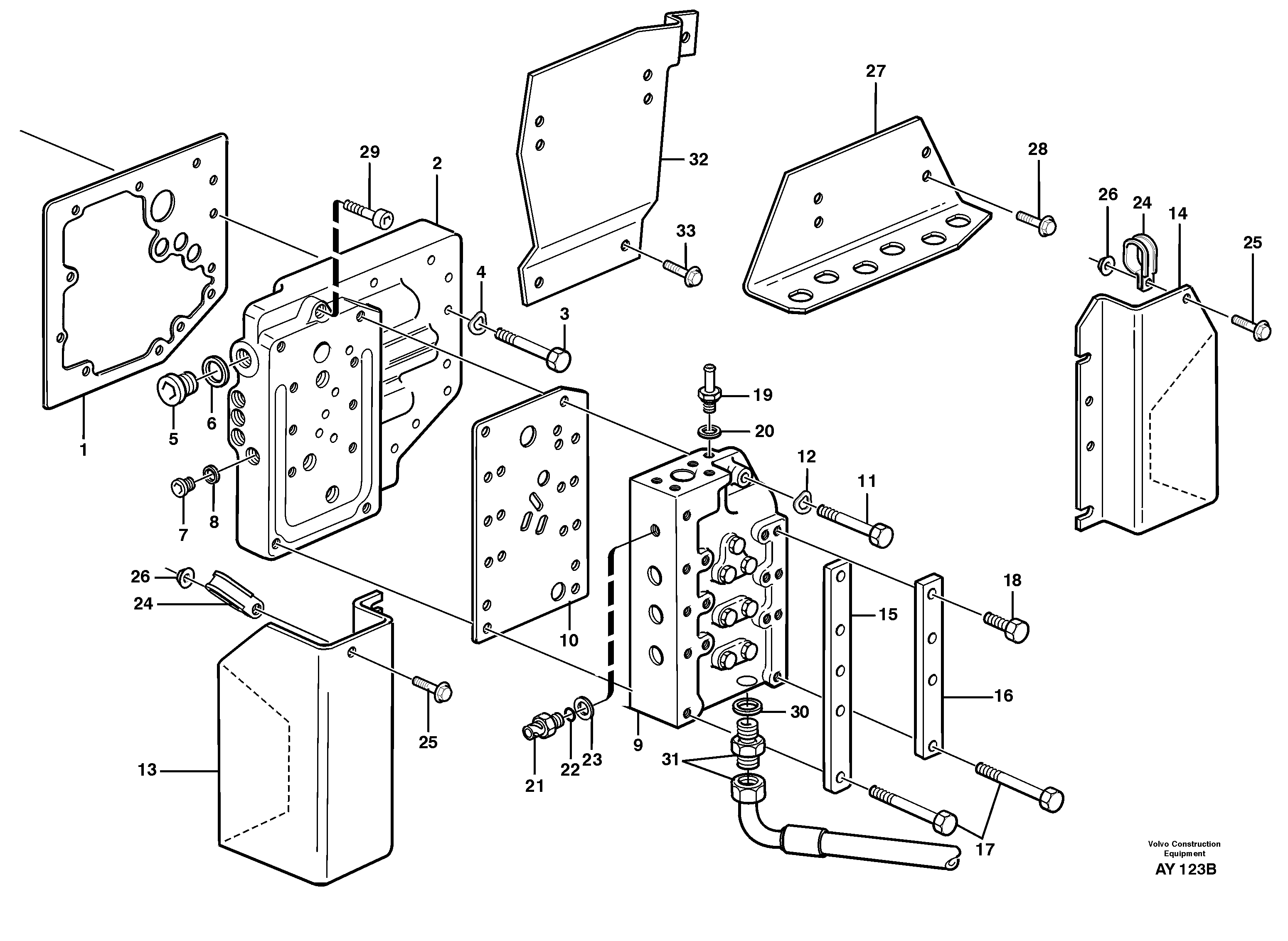 Схема запчастей Volvo L220D - 84300 Range selector valve withfitting parts L220D SER NO 1001-