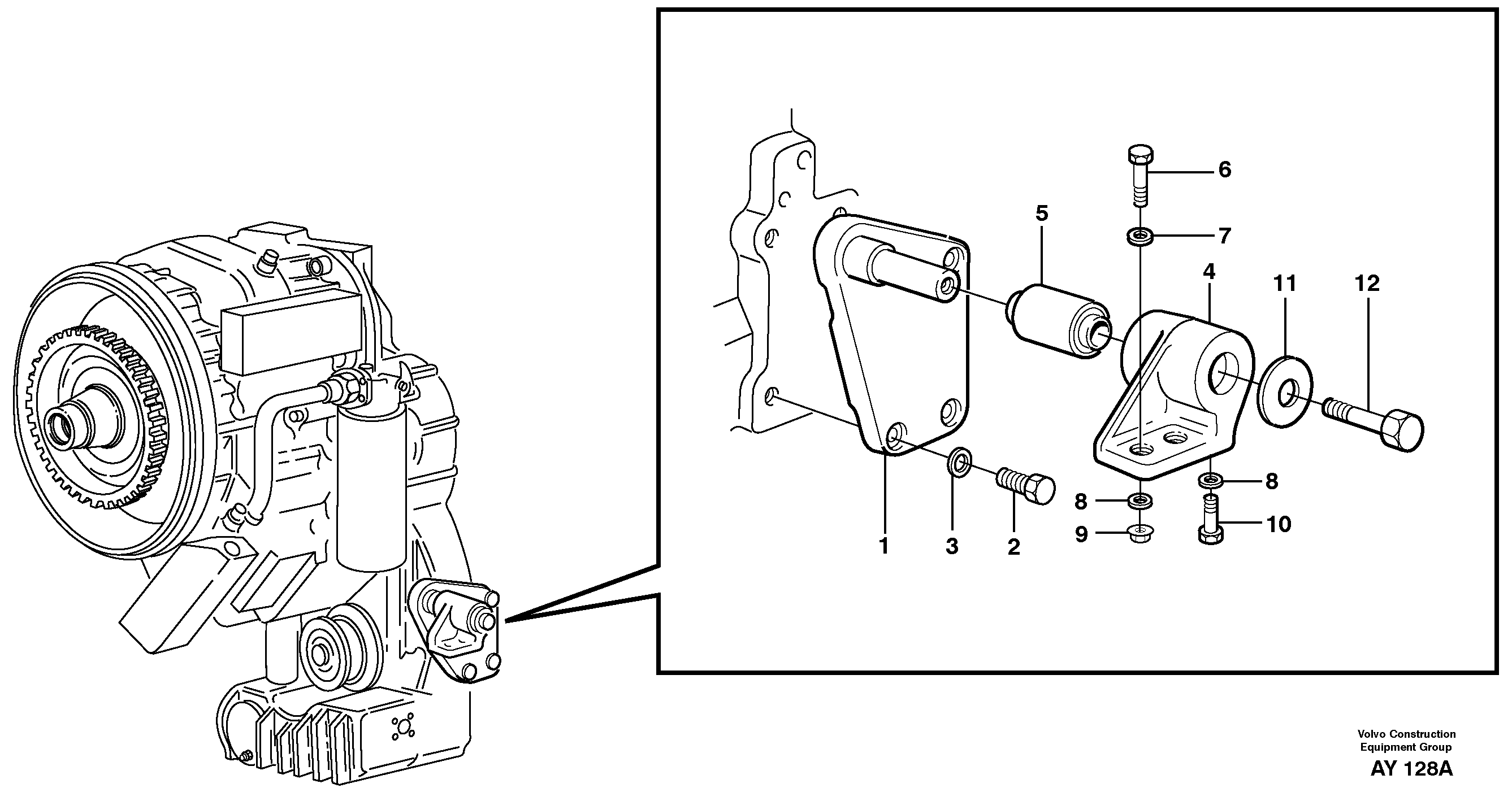 Схема запчастей Volvo L220D - 46074 Gear box housing with fitting parts L220D SER NO 1001-