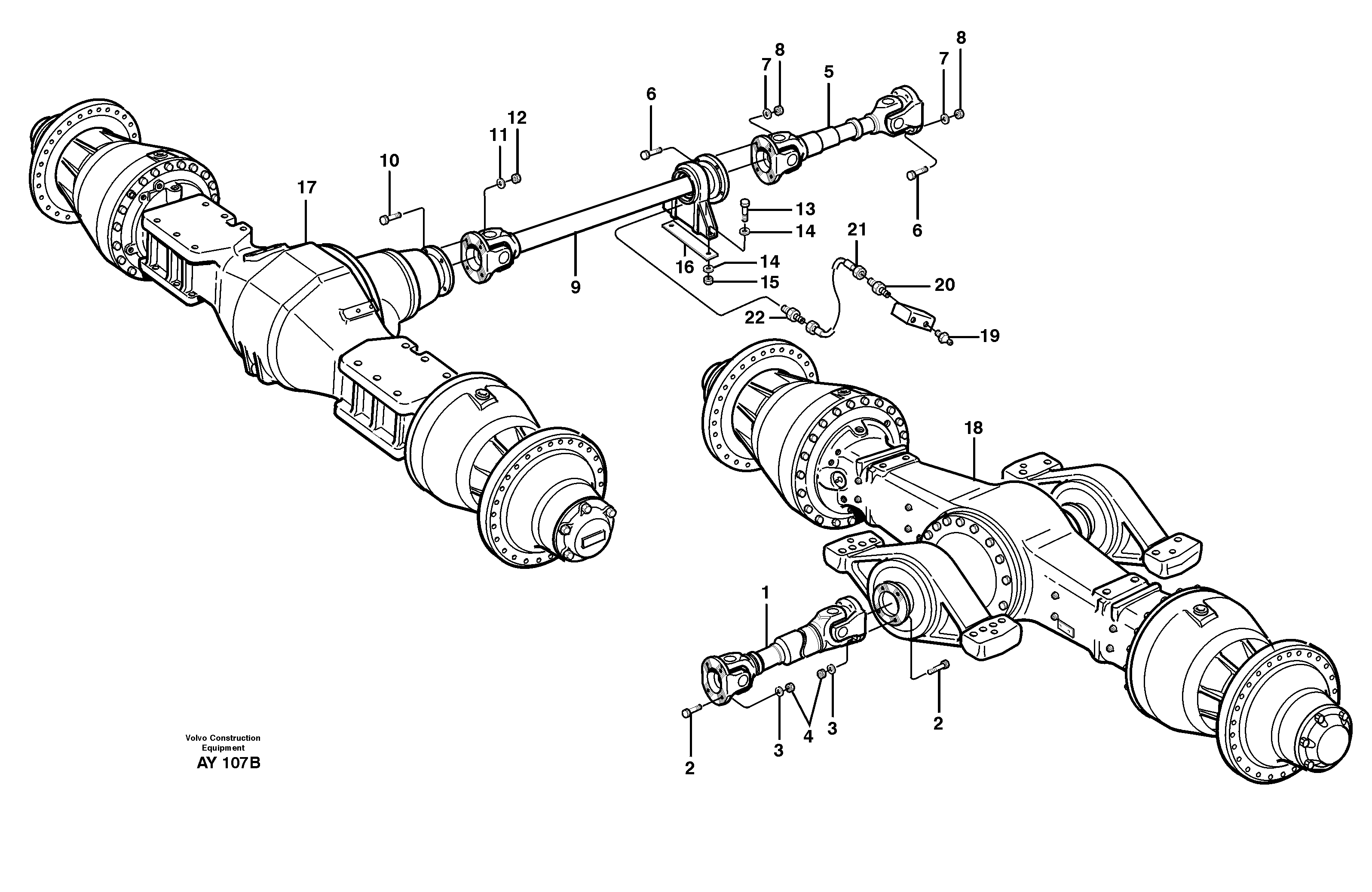 Схема запчастей Volvo L220D - 26741 Propeller shafts with fitting parts L220D SER NO 1001-