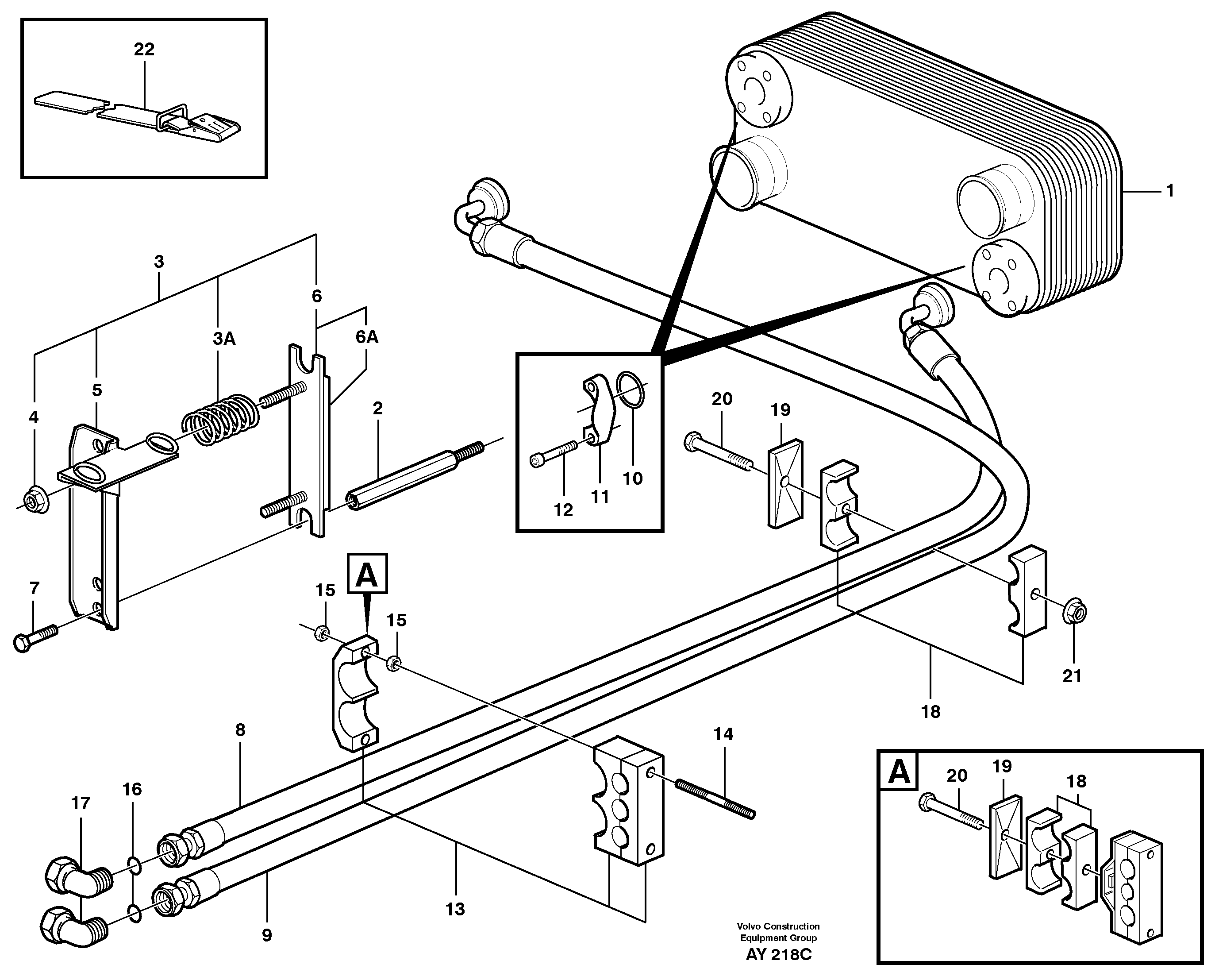 Схема запчастей Volvo L220D - 88427 Масляный радиатор L220D SER NO 1001-