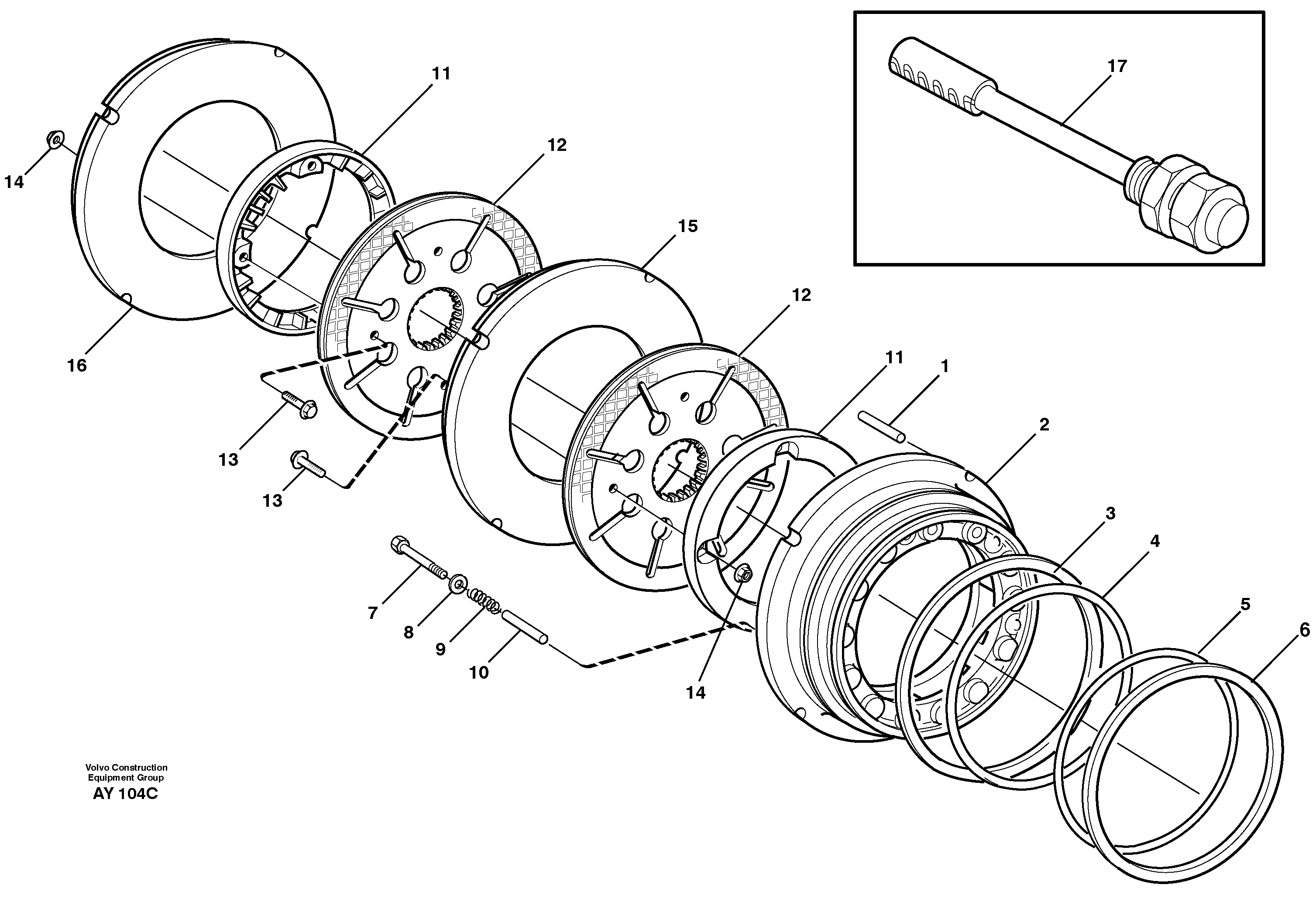 Схема запчастей Volvo L220D - 24190 Disc brake, front L220D SER NO 1001-