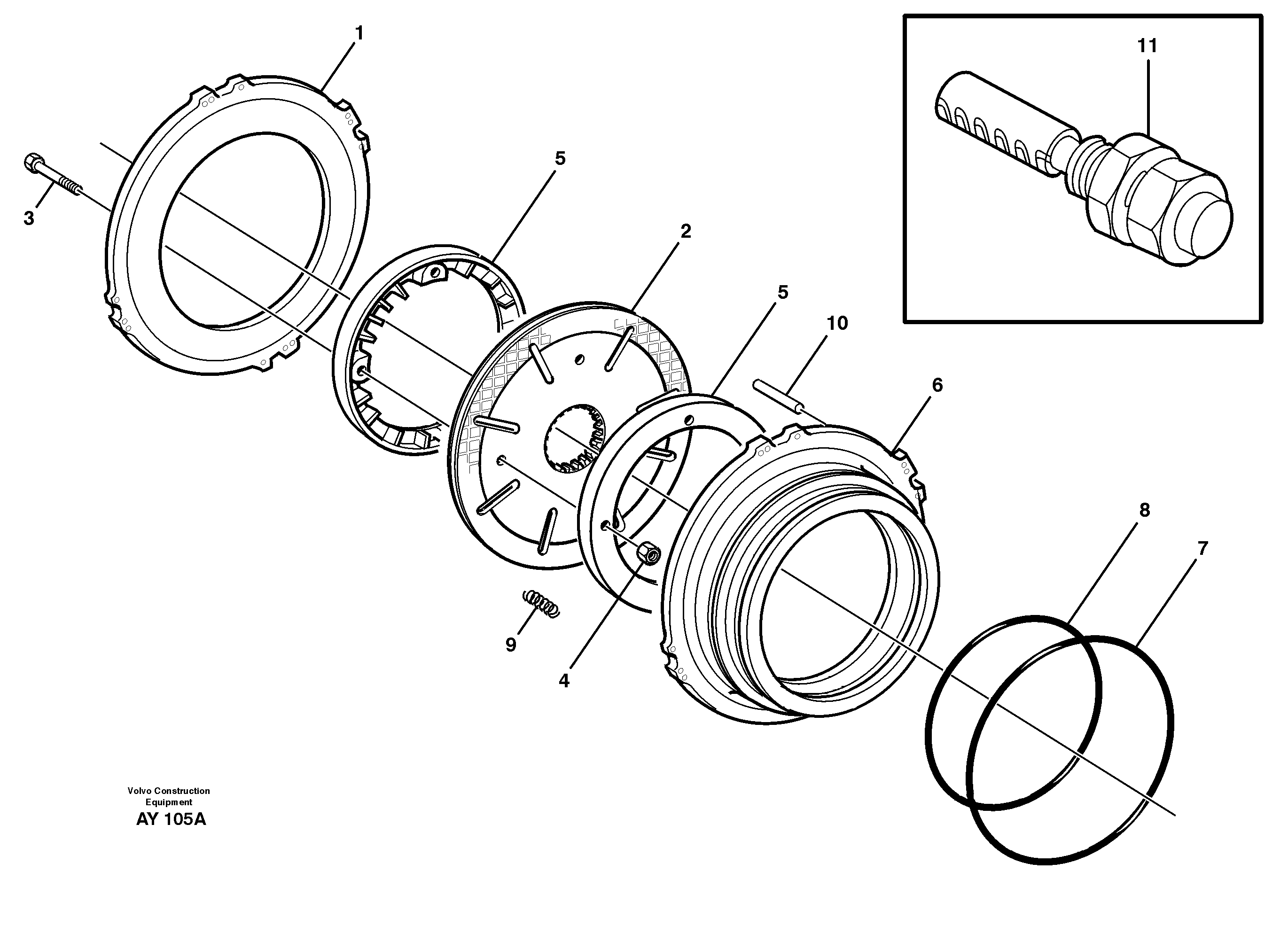 Схема запчастей Volvo L220D - 61222 Multi-disc brake, rear L220D SER NO 1001-