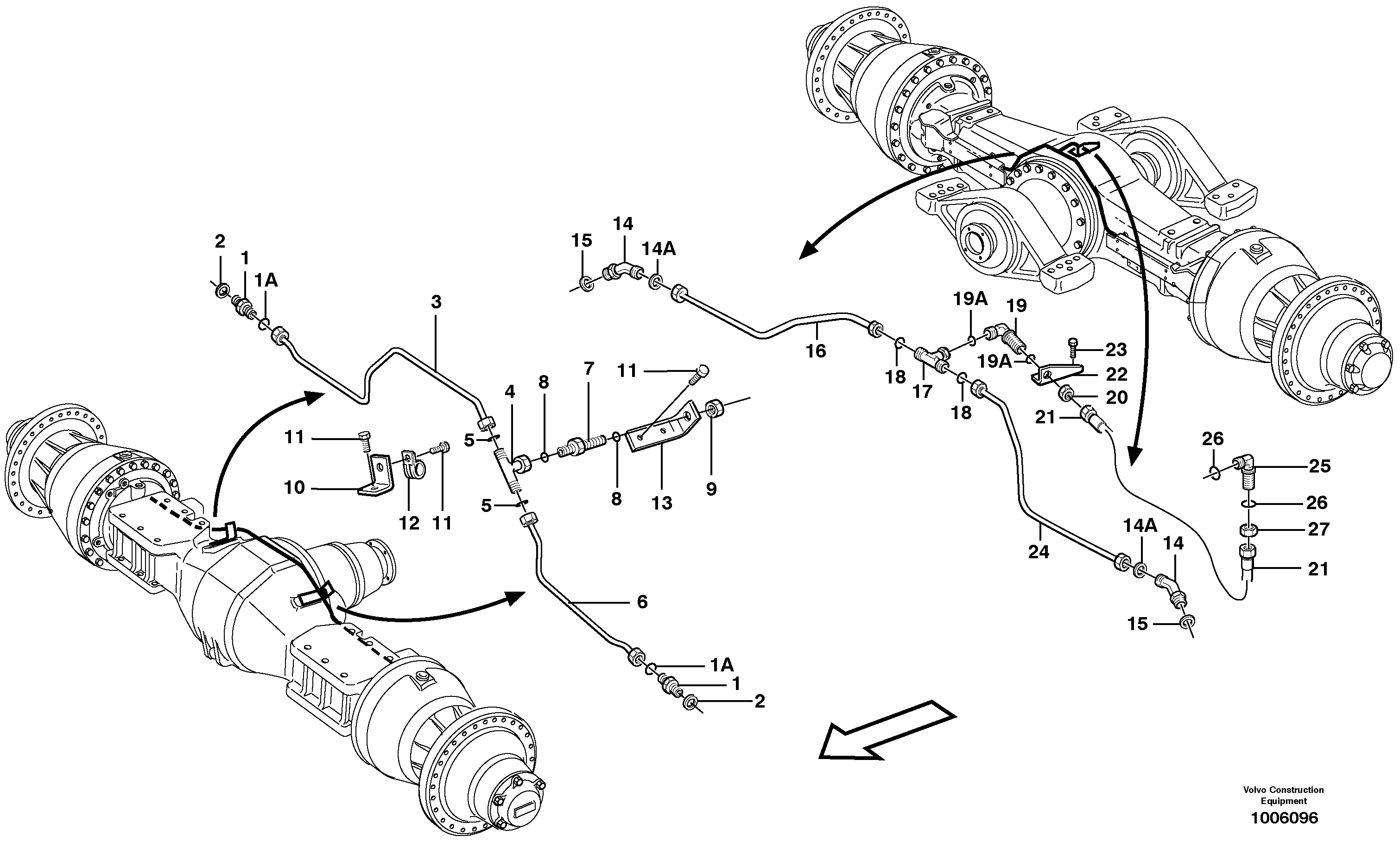 Схема запчастей Volvo L220D - 17909 Трубки тормозные переднего и заднего моста L220D SER NO 1001-