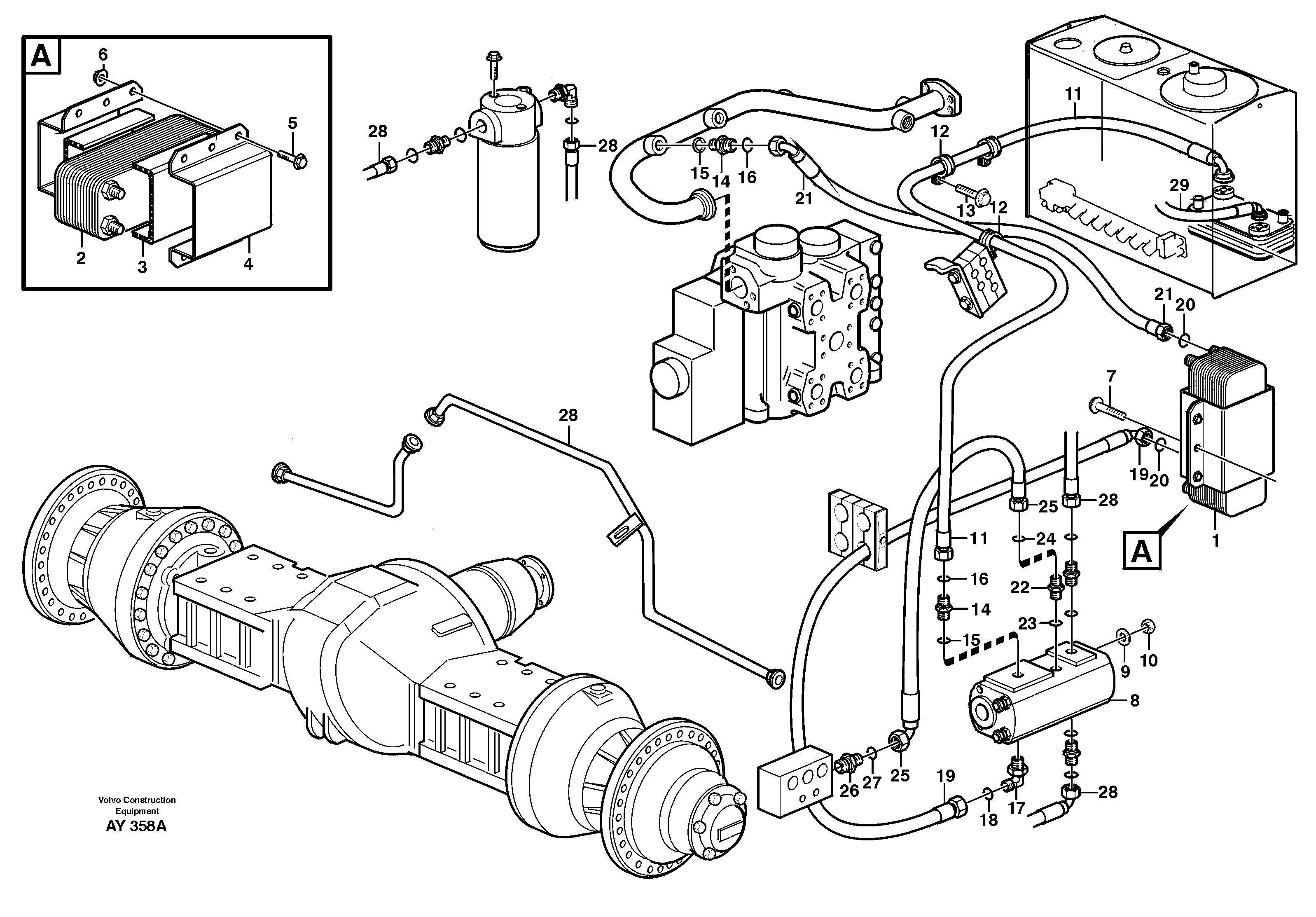 Схема запчастей Volvo L220D - 86110 Oil cooler, forword. Motor circuit L220D SER NO 1001-