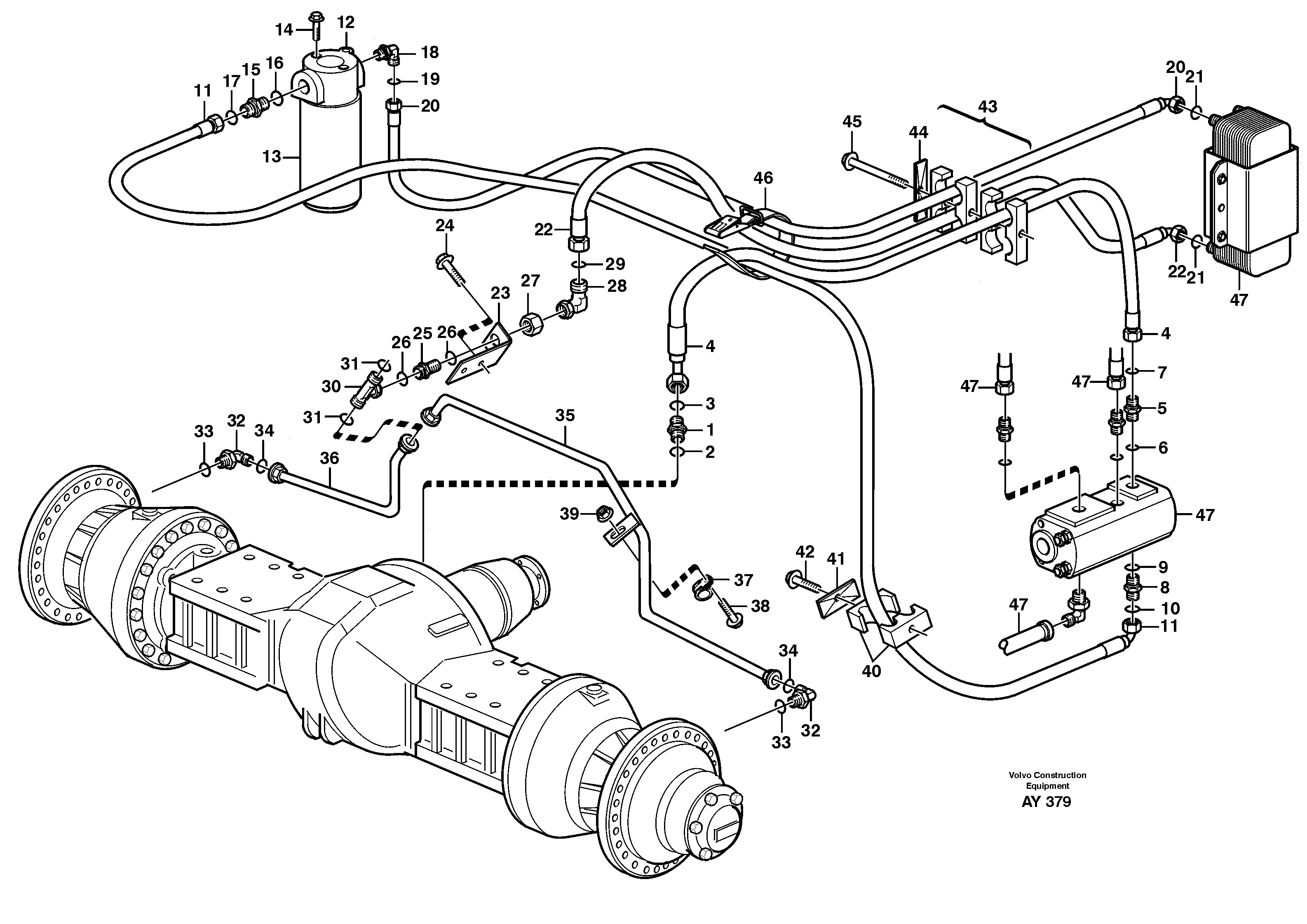 Схема запчастей Volvo L220D - 86534 Oil cooler, forword. Pump circuit L220D SER NO 1001-