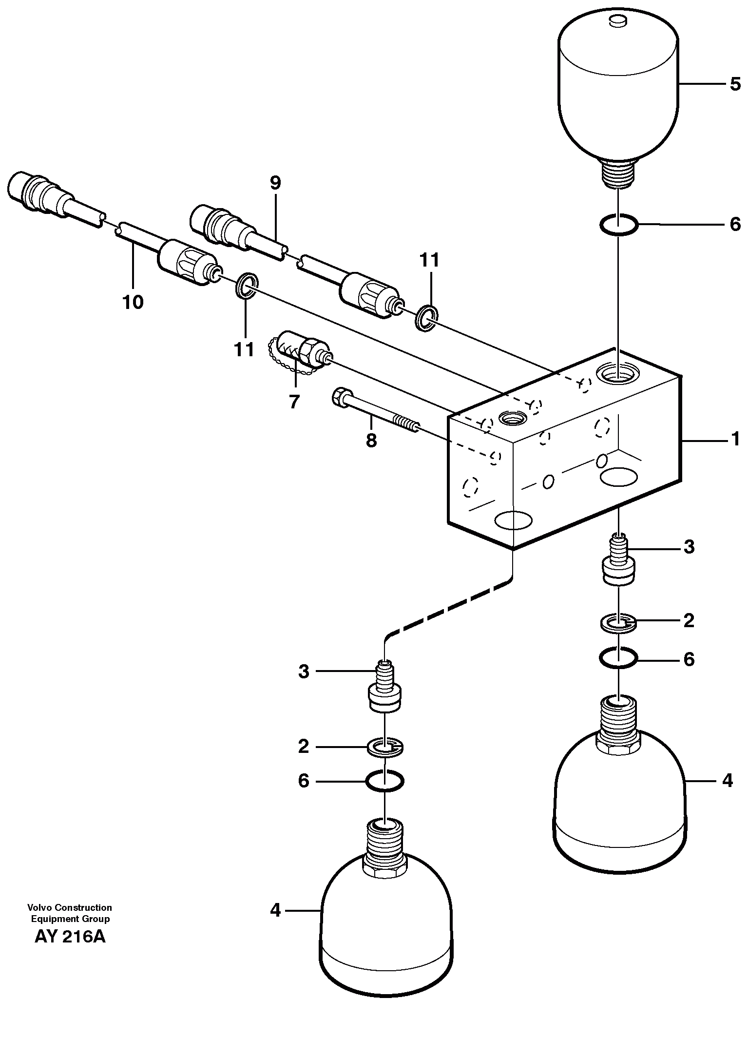 Схема запчастей Volvo L220D - 95506 Valve and accumulators L220D SER NO 1001-