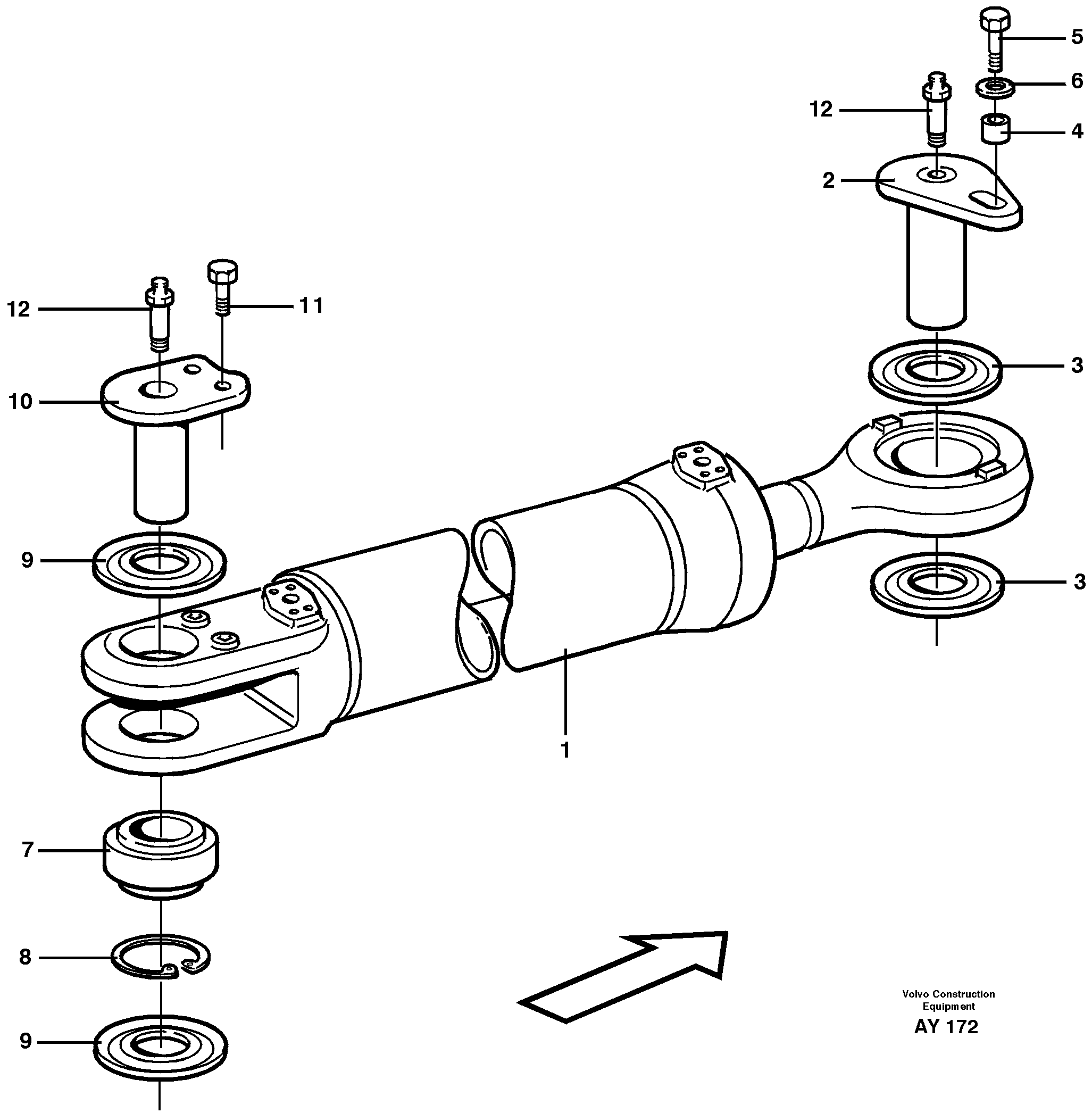 Схема запчастей Volvo L220D - 28227 Hydraulic cylinder with fitting parts L220D SER NO 1001-