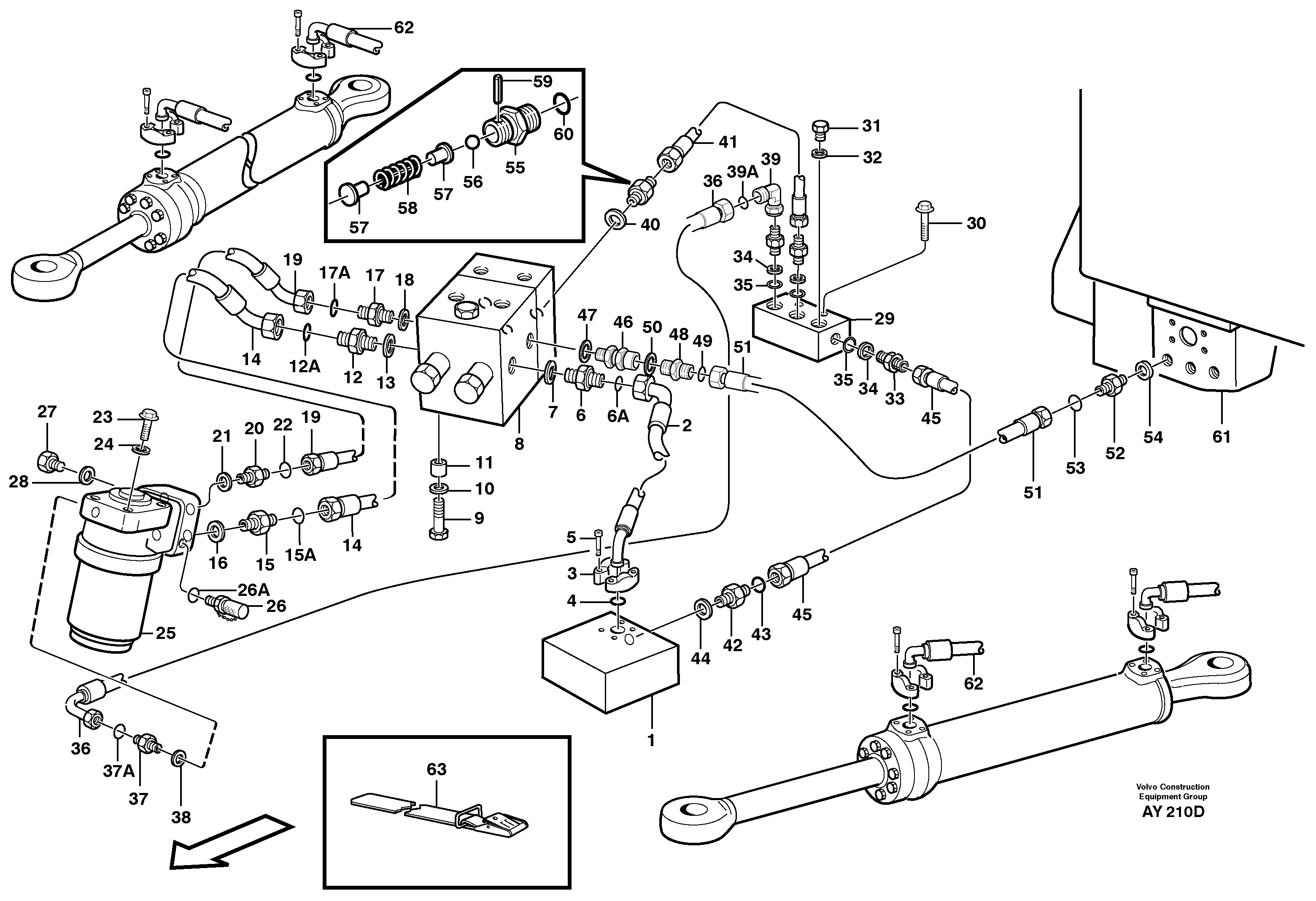 Схема запчастей Volvo L220D - 56082 Рулевая система L220D SER NO 1001-